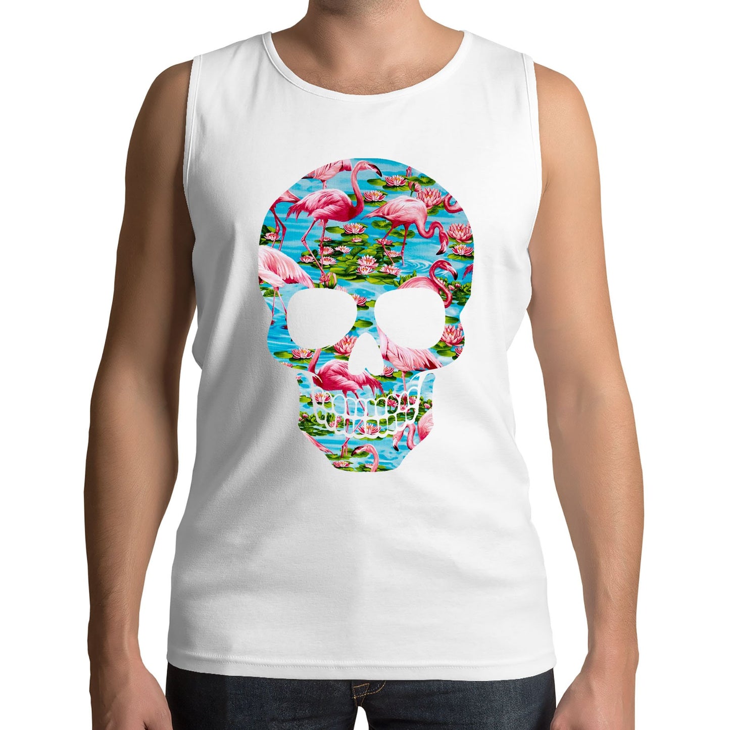 Flamingo Skull Mens Vest