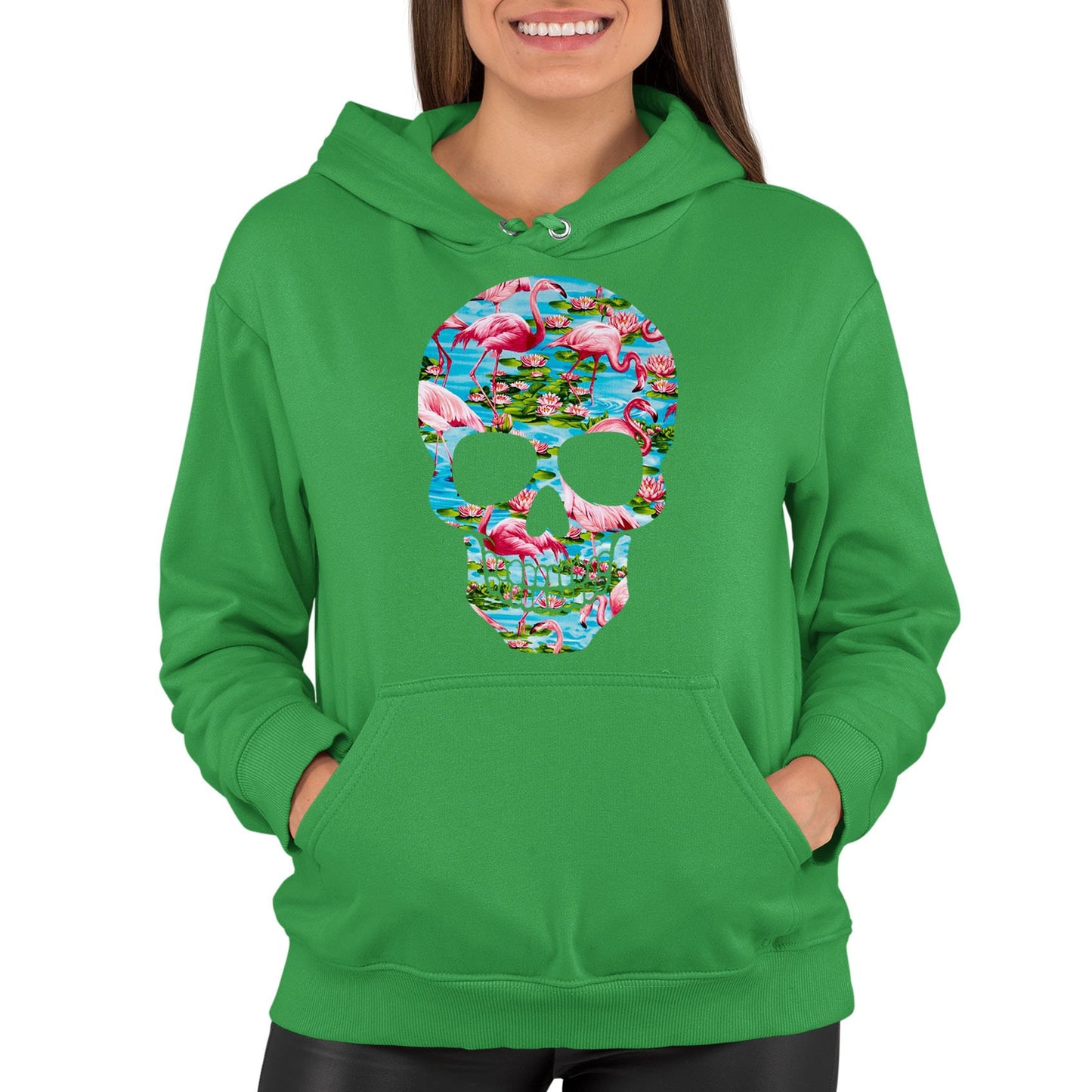 Flamingo Skull Womens Pullover Hoodie