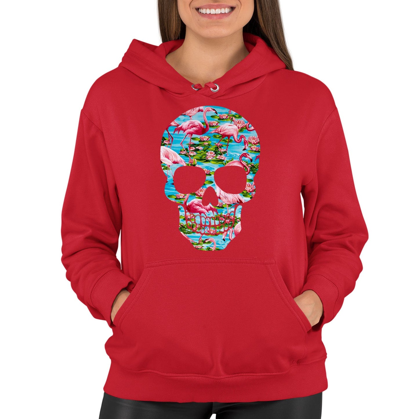 Flamingo Skull Womens Pullover Hoodie