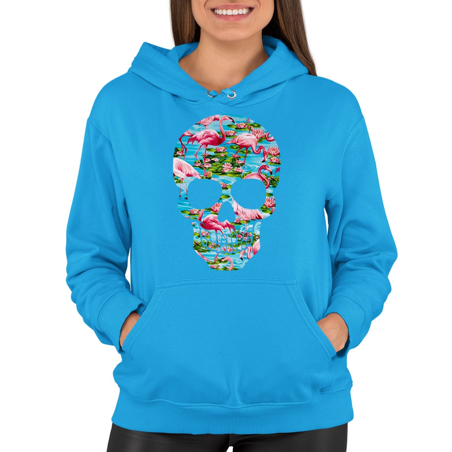 Flamingo Skull Womens Pullover Hoodie