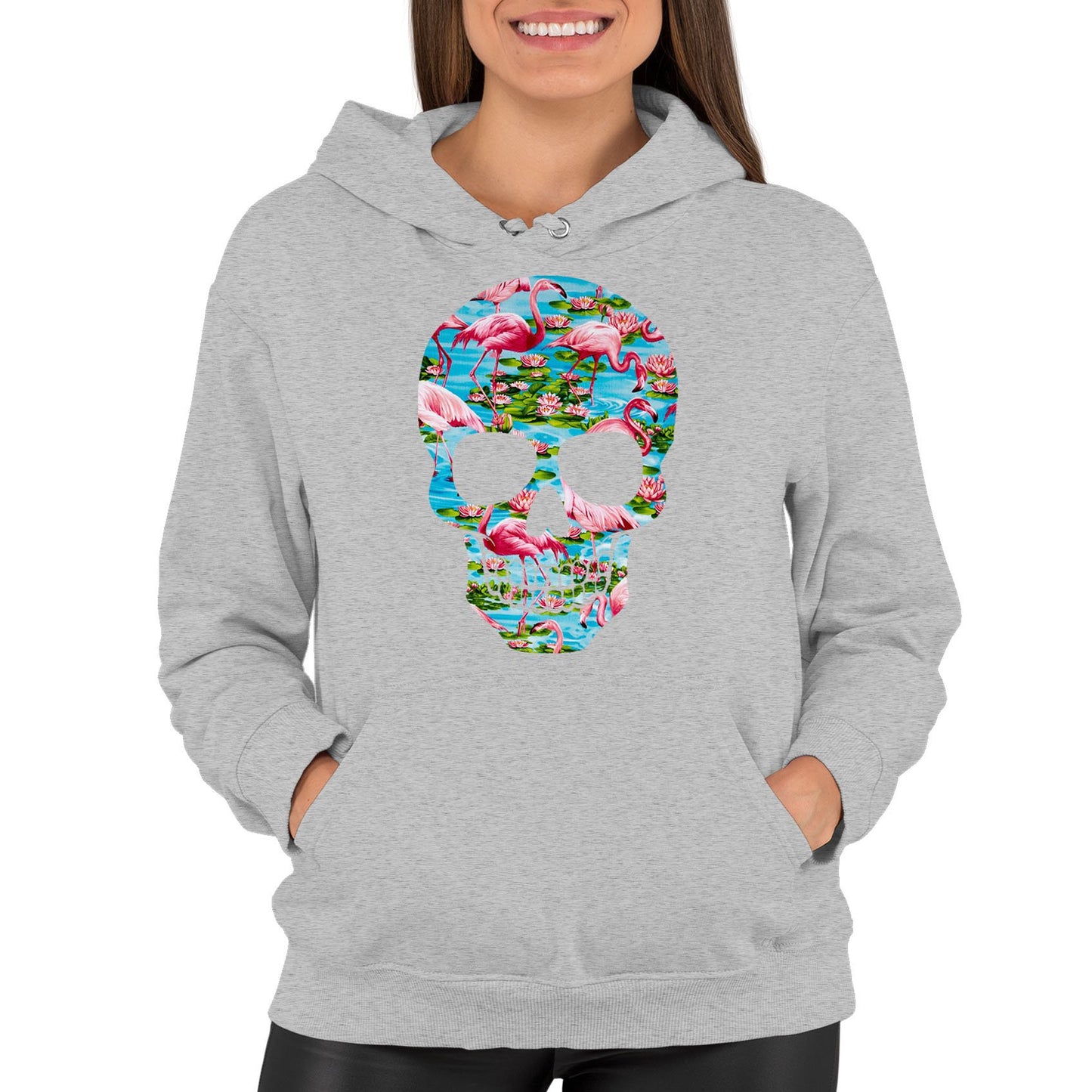 Flamingo Skull Womens Pullover Hoodie