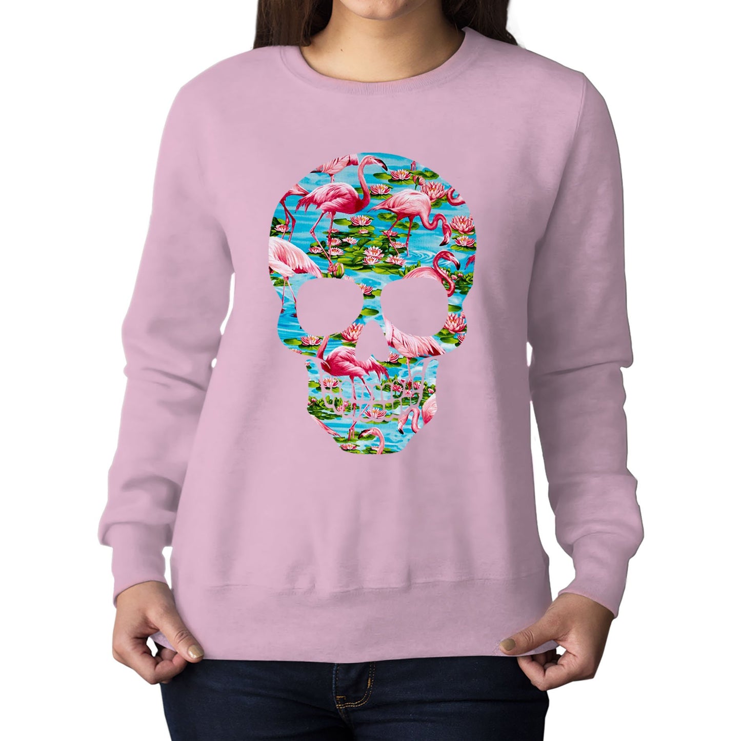 Flamingo Skull Womens Sweatshirt