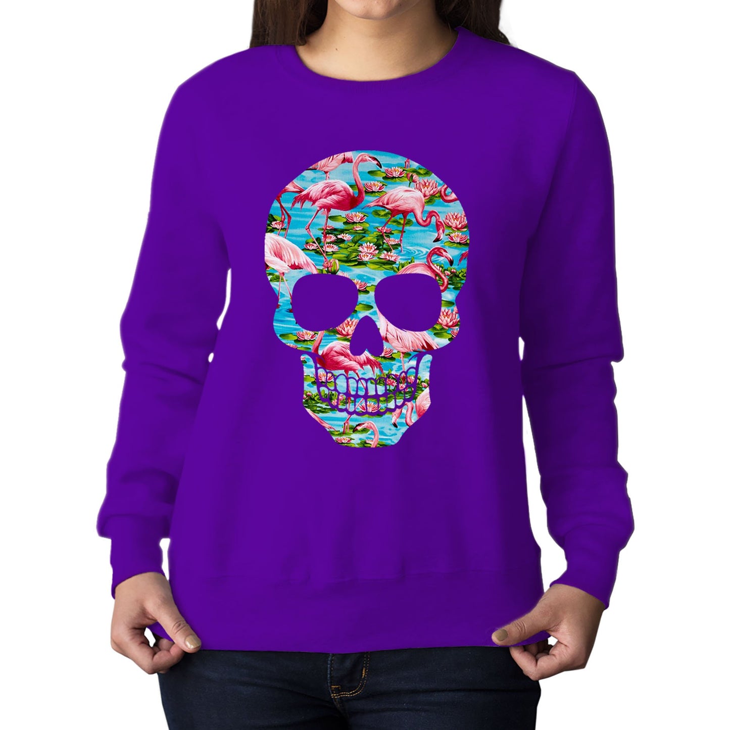 Flamingo Skull Womens Sweatshirt