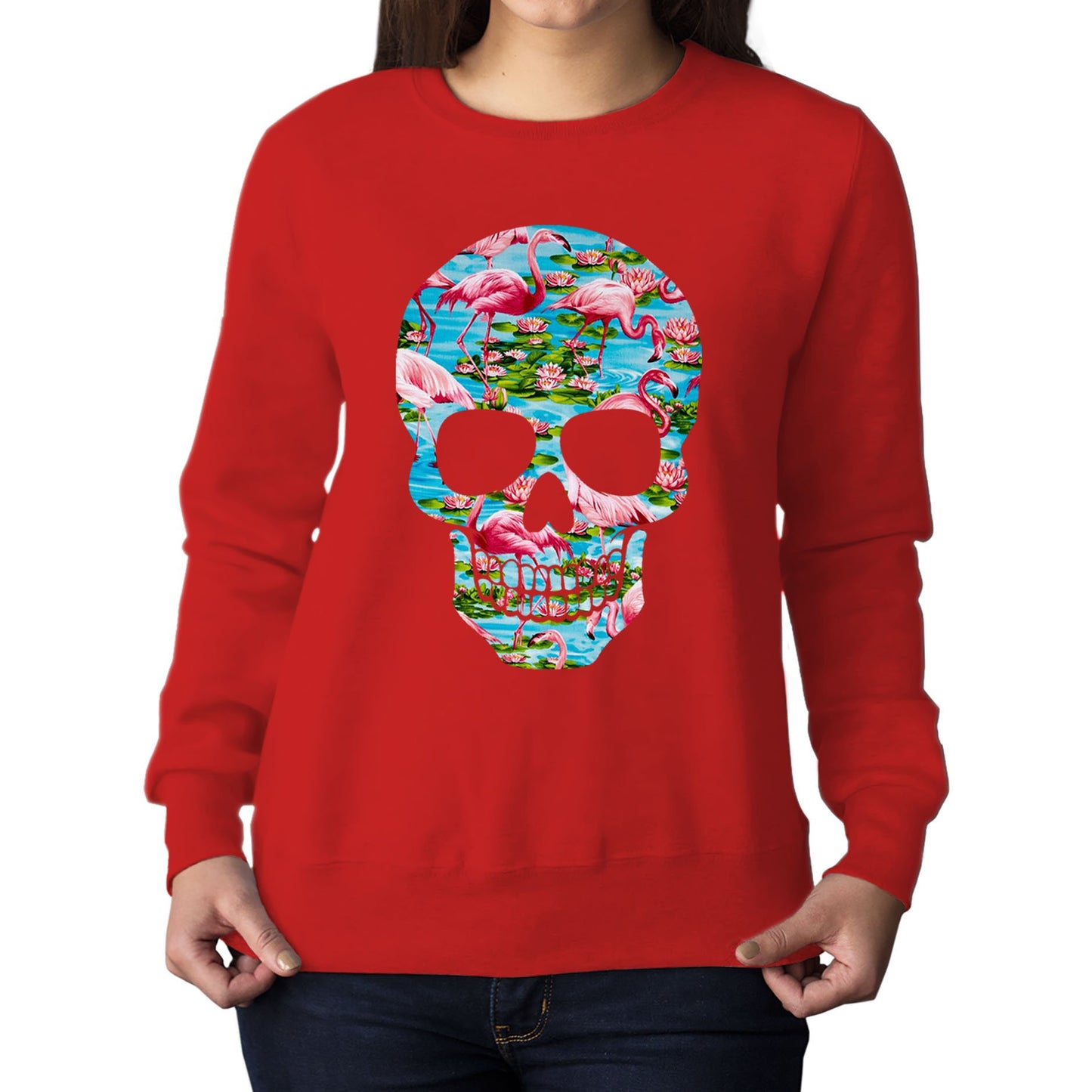 Flamingo Skull Womens Sweatshirt