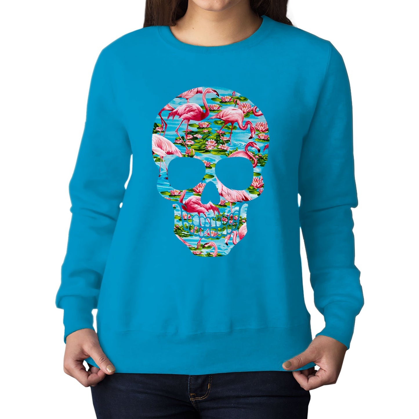 Flamingo Skull Womens Sweatshirt