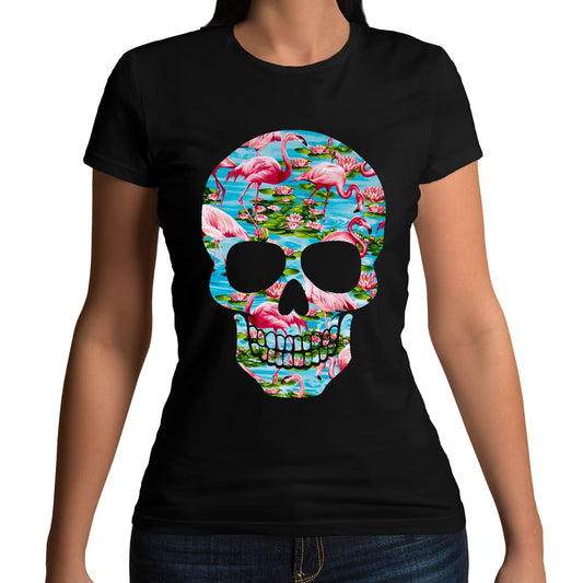 Flamingo Skull Womens T-shirt