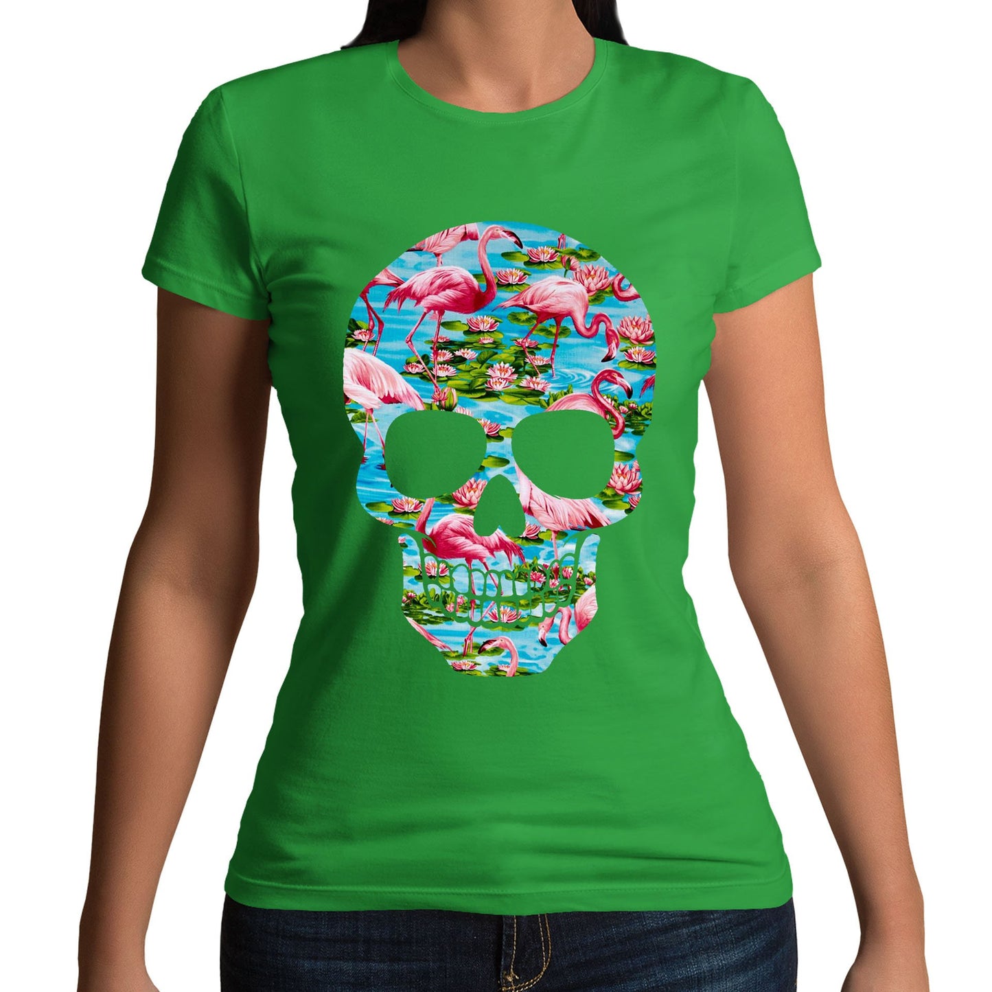 Flamingo Skull Womens T-shirt