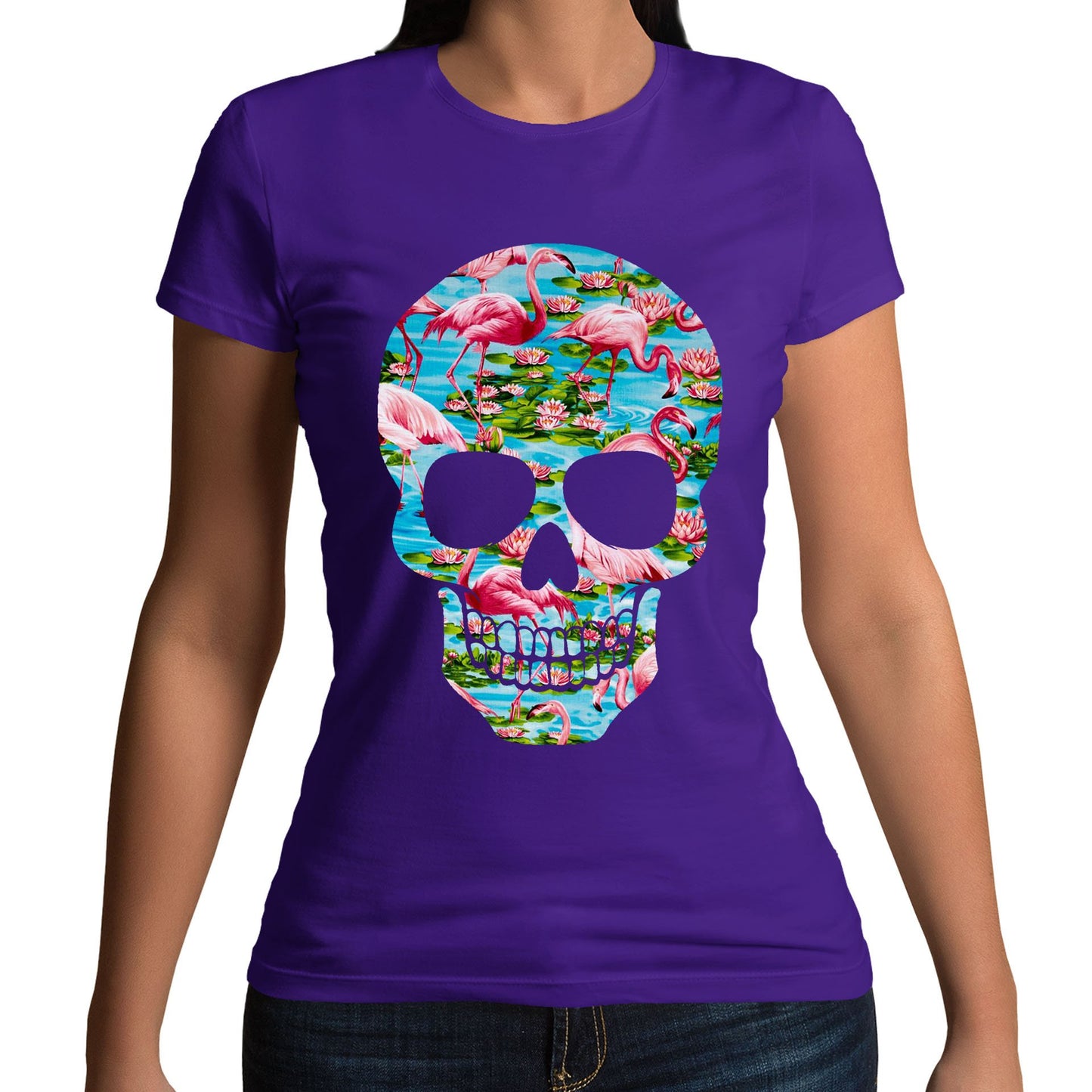 Flamingo Skull Womens T-shirt