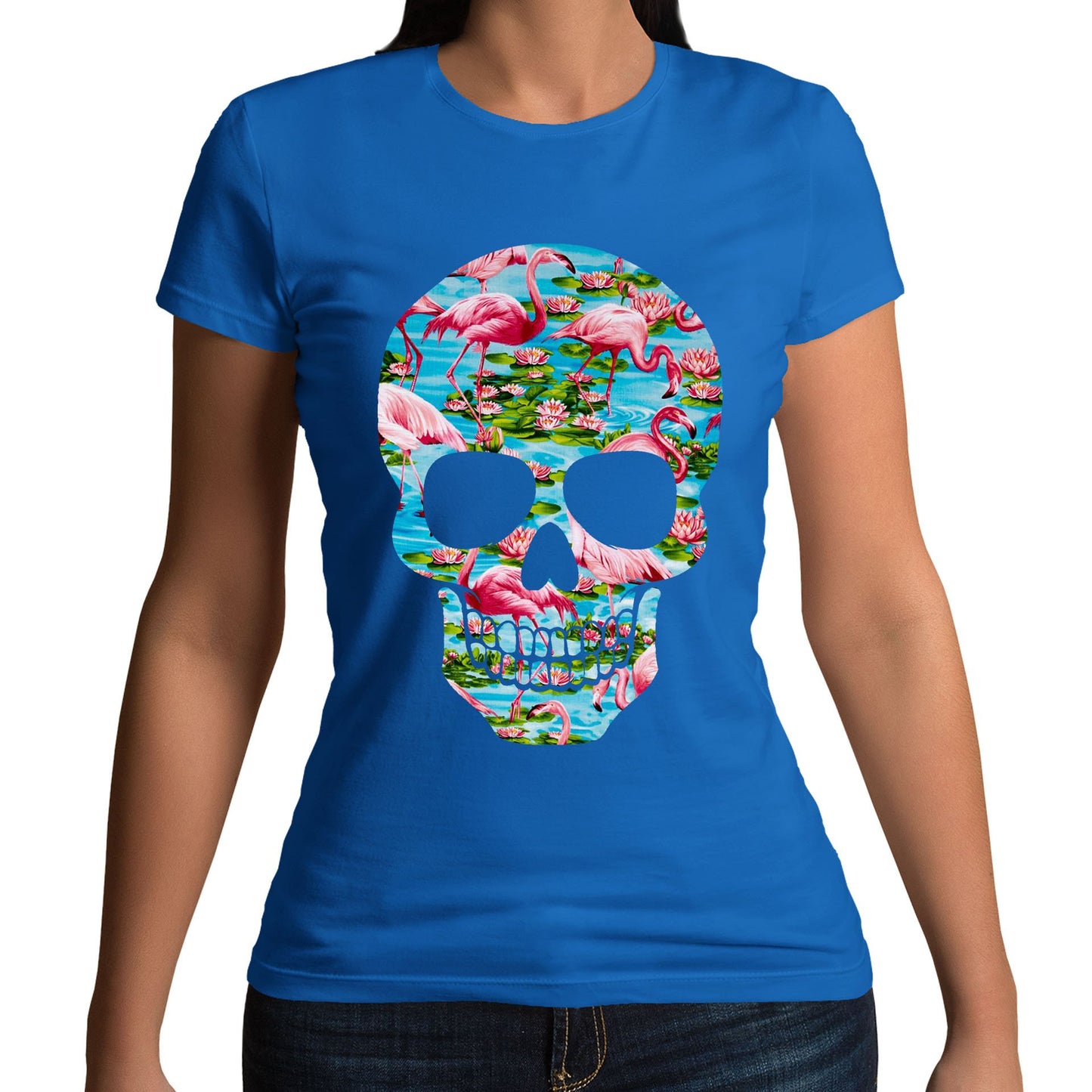 Flamingo Skull Womens T-shirt