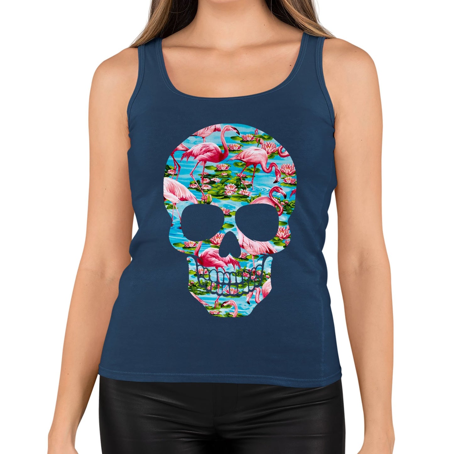 Flamingo Skull Womens Vest