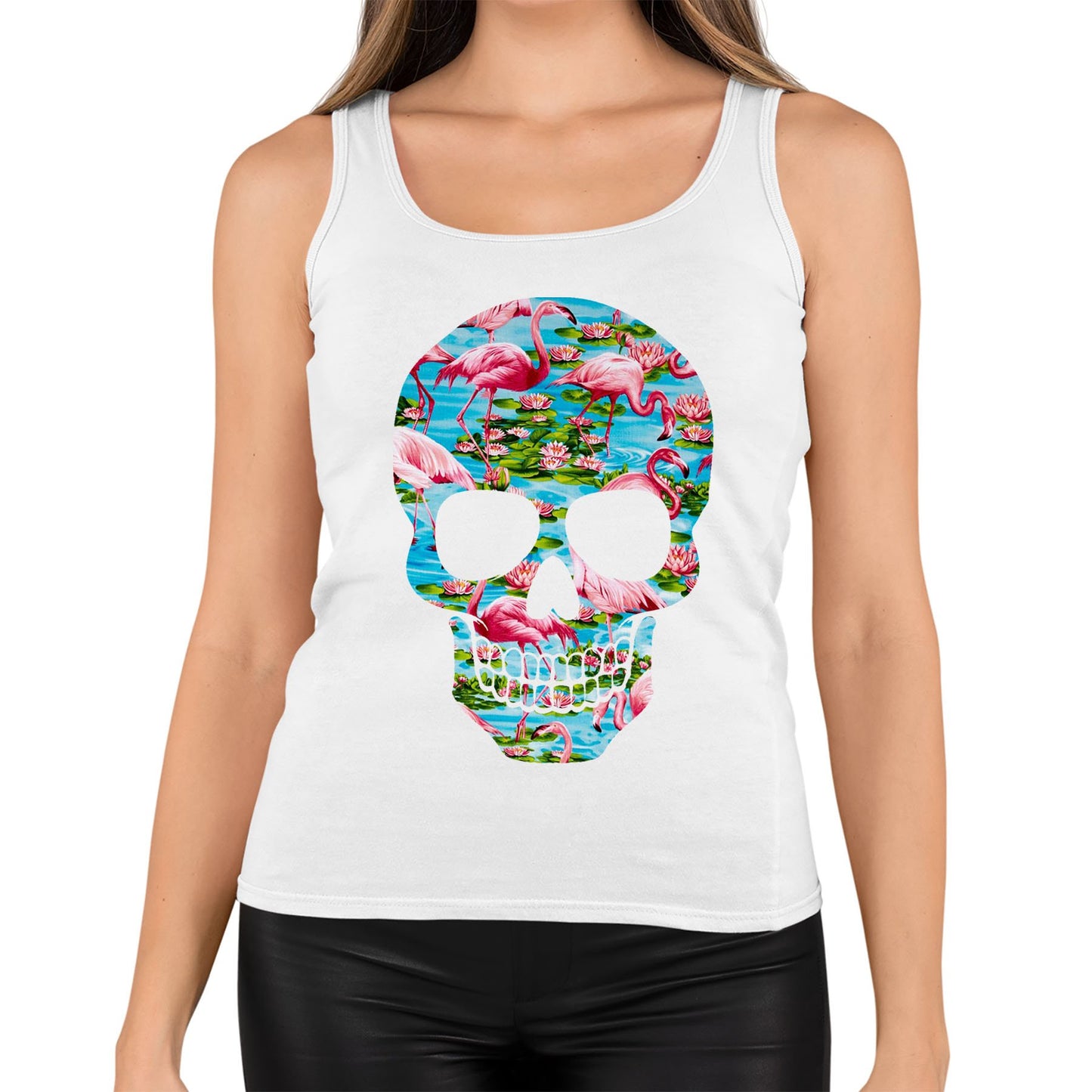 Flamingo Skull Womens Vest