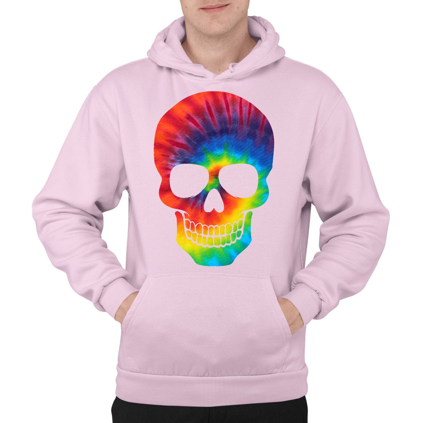 Tie Dye Skull Mens Pullover Hoodie