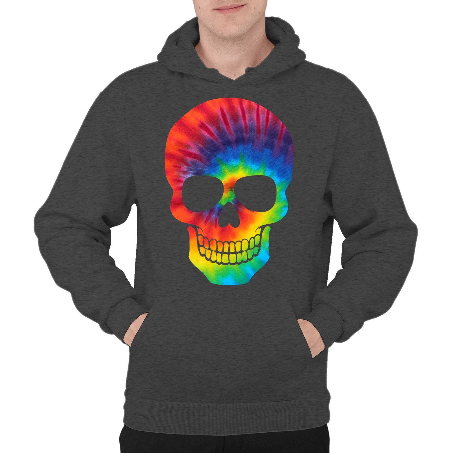 Tie Dye Skull Mens Pullover Hoodie