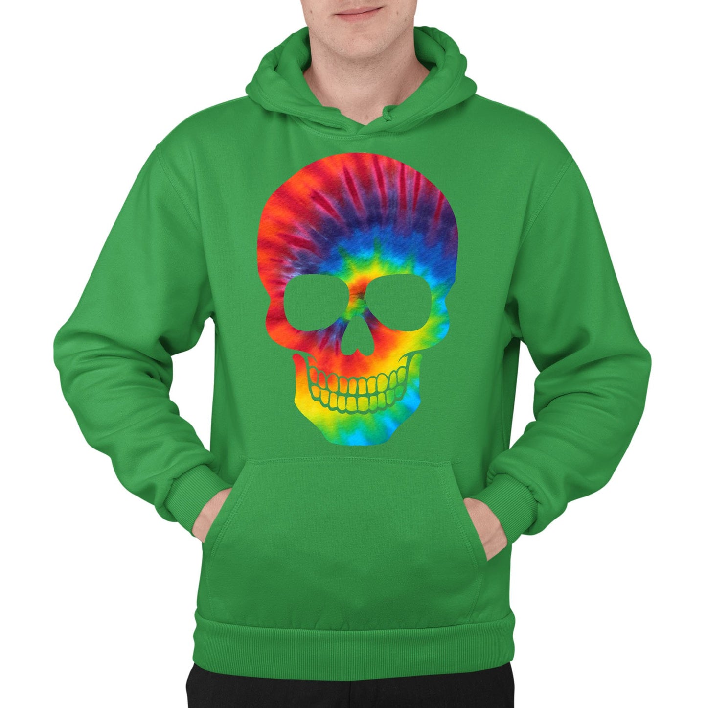 Tie Dye Skull Mens Pullover Hoodie