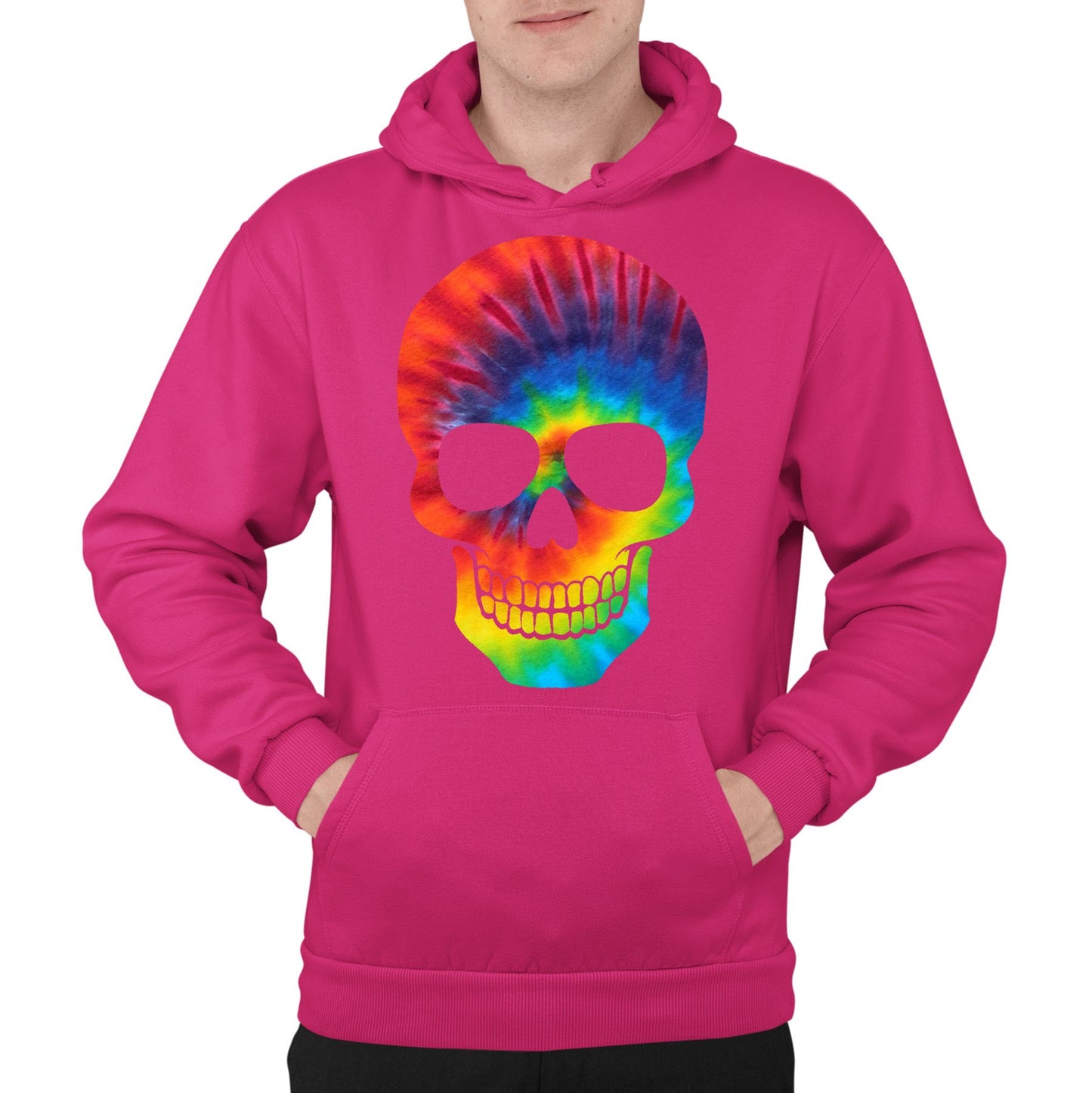 Tie Dye Skull Mens Pullover Hoodie