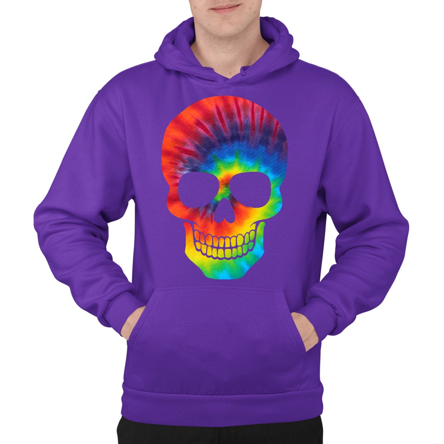 Tie Dye Skull Mens Pullover Hoodie