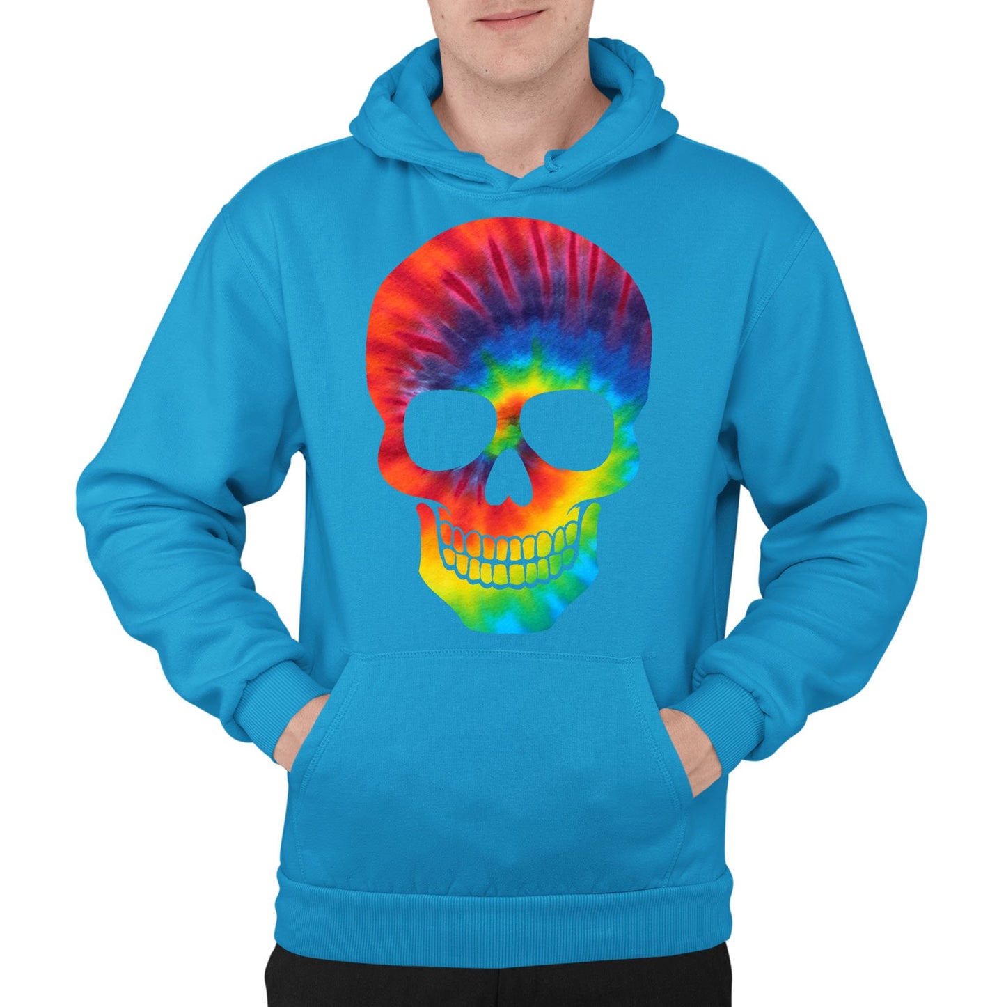 Tie Dye Skull Mens Pullover Hoodie