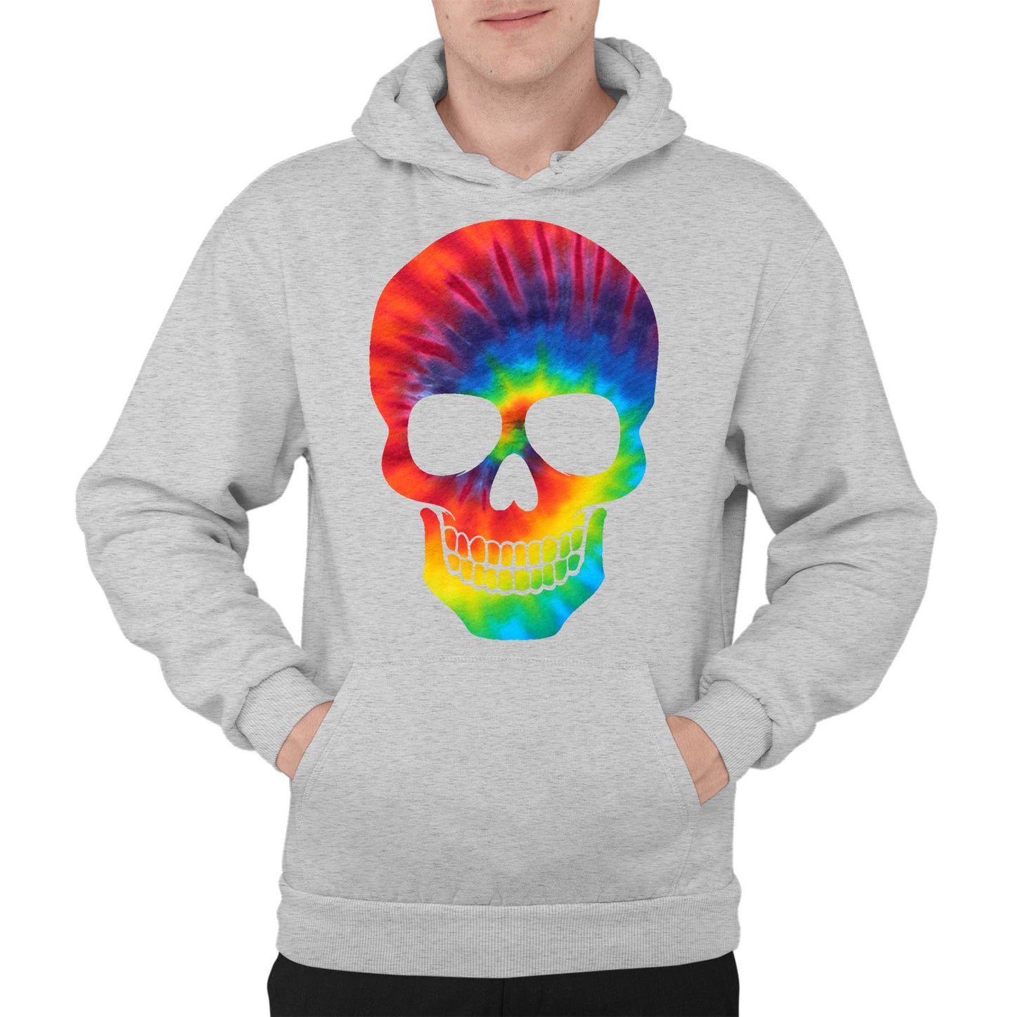 Tie Dye Skull Mens Pullover Hoodie