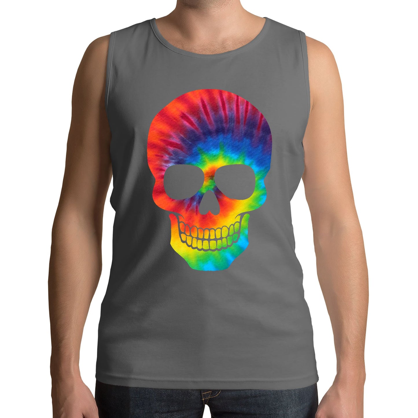 Tie Dye Skull Mens Vest