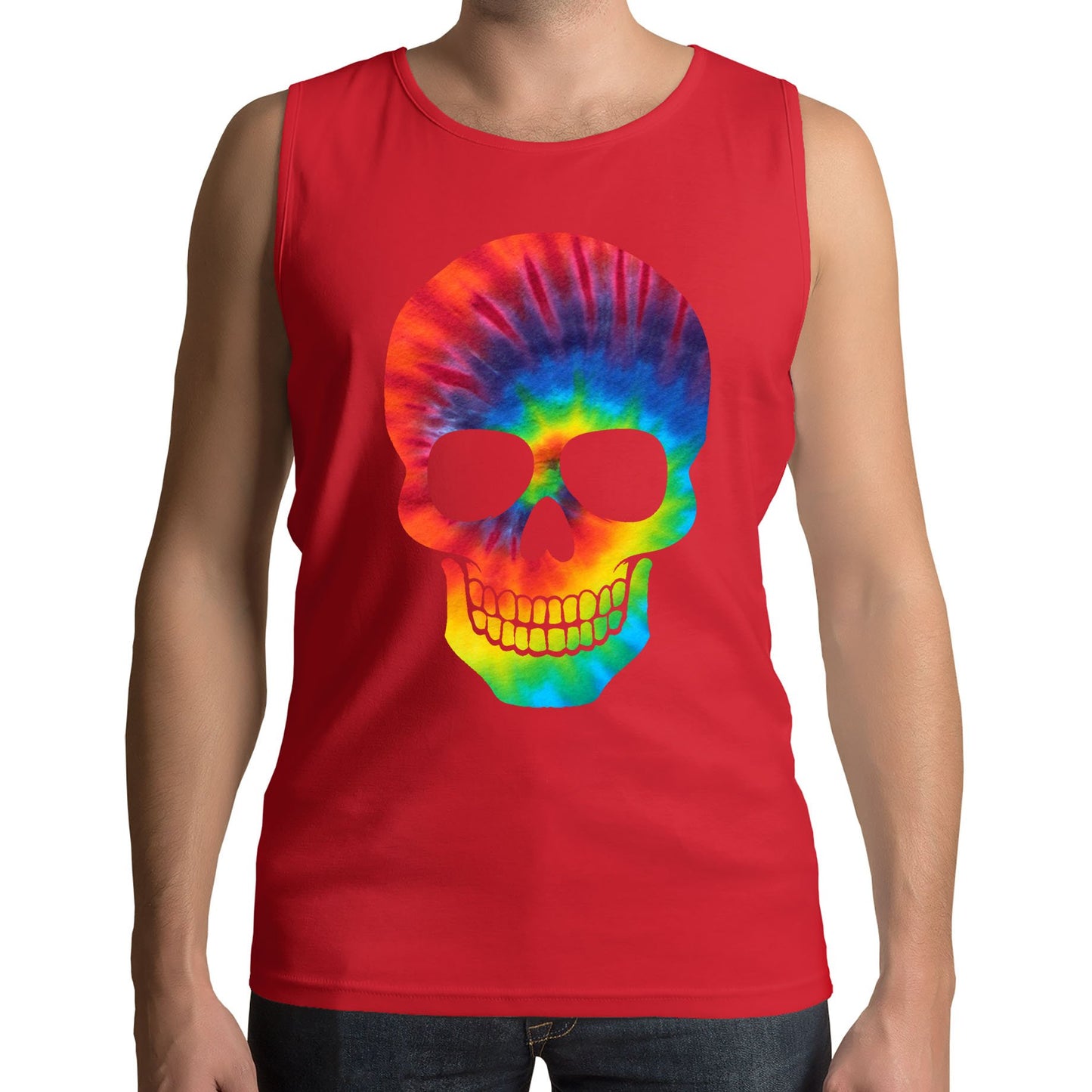 Tie Dye Skull Mens Vest