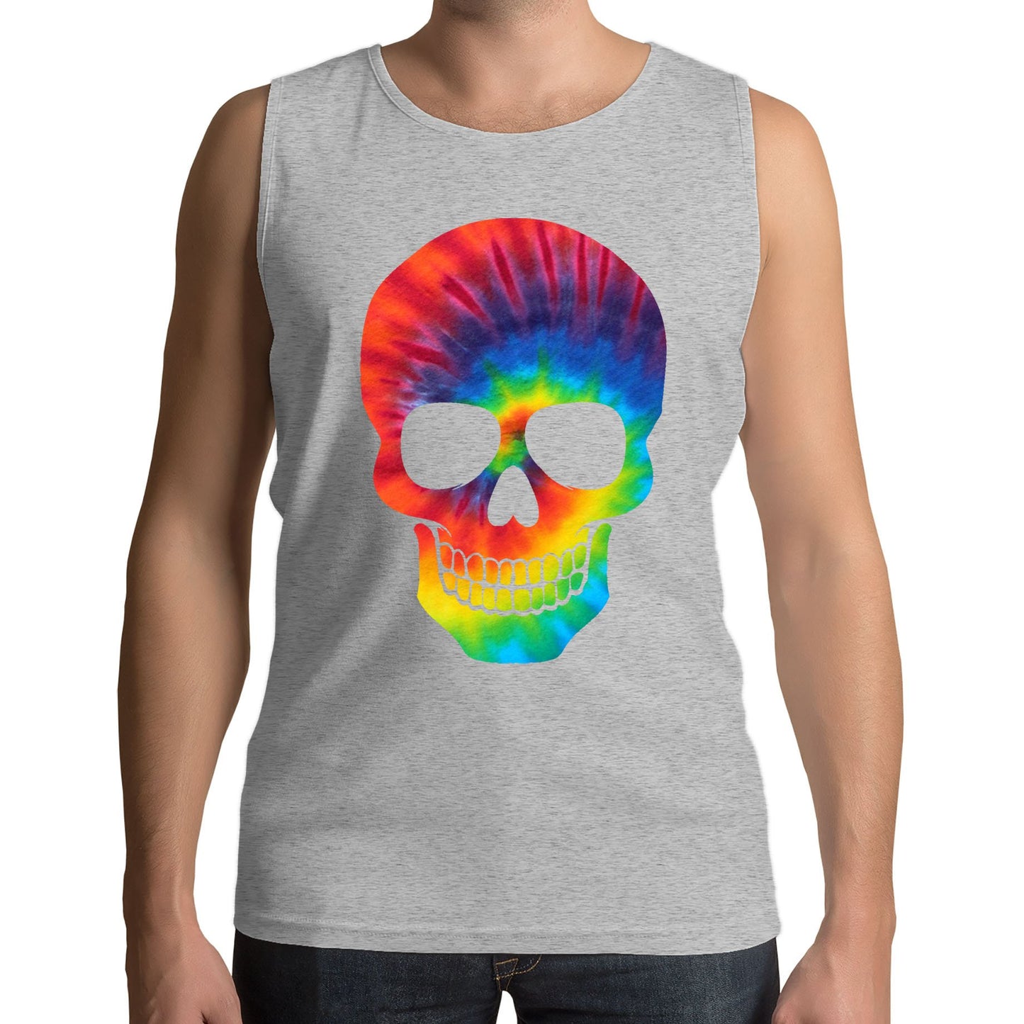 Tie Dye Skull Mens Vest