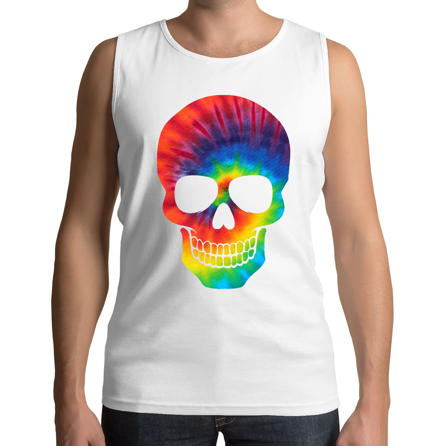 Tie Dye Skull Mens Vest