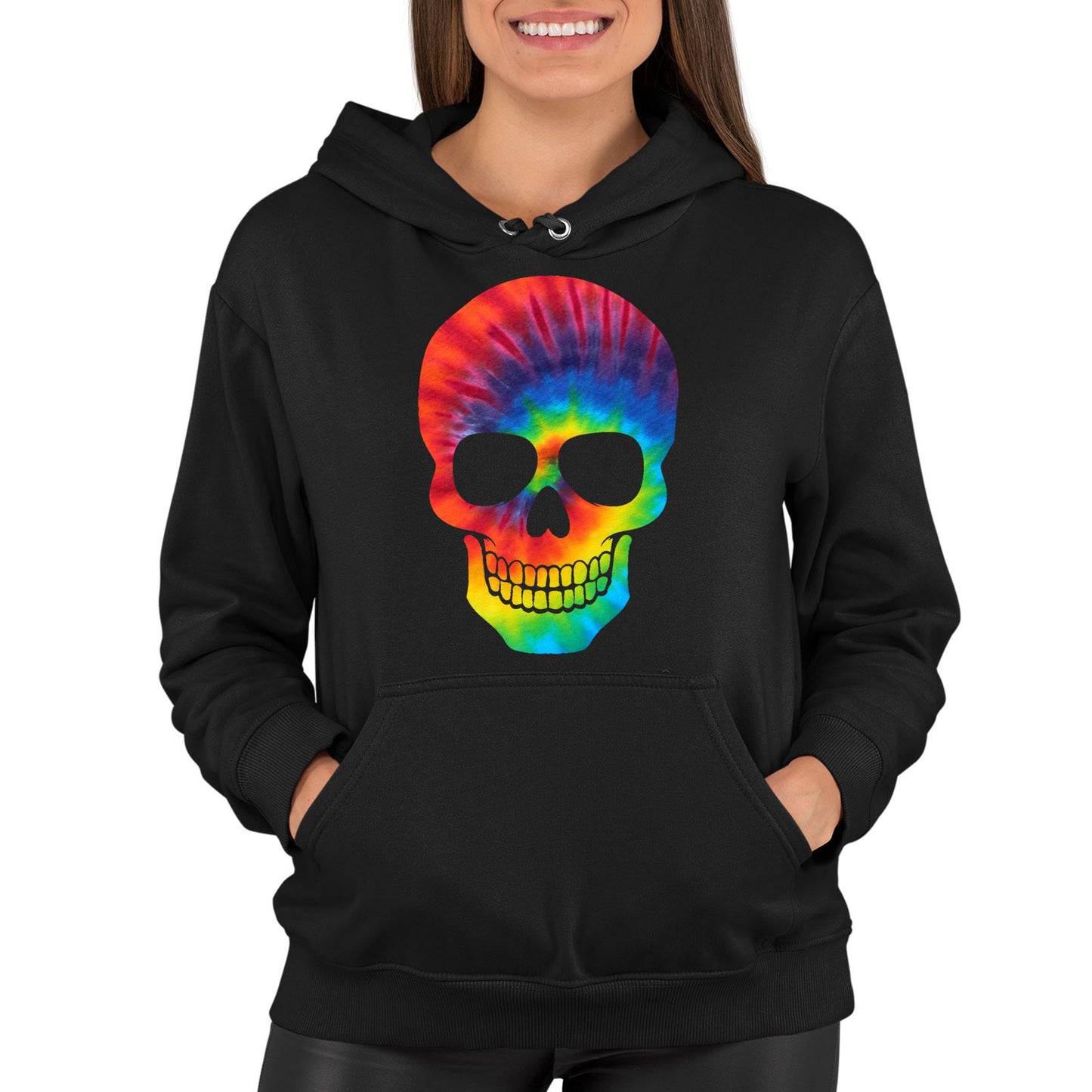 Tie Dye Skull Womens Pullover Hoodie