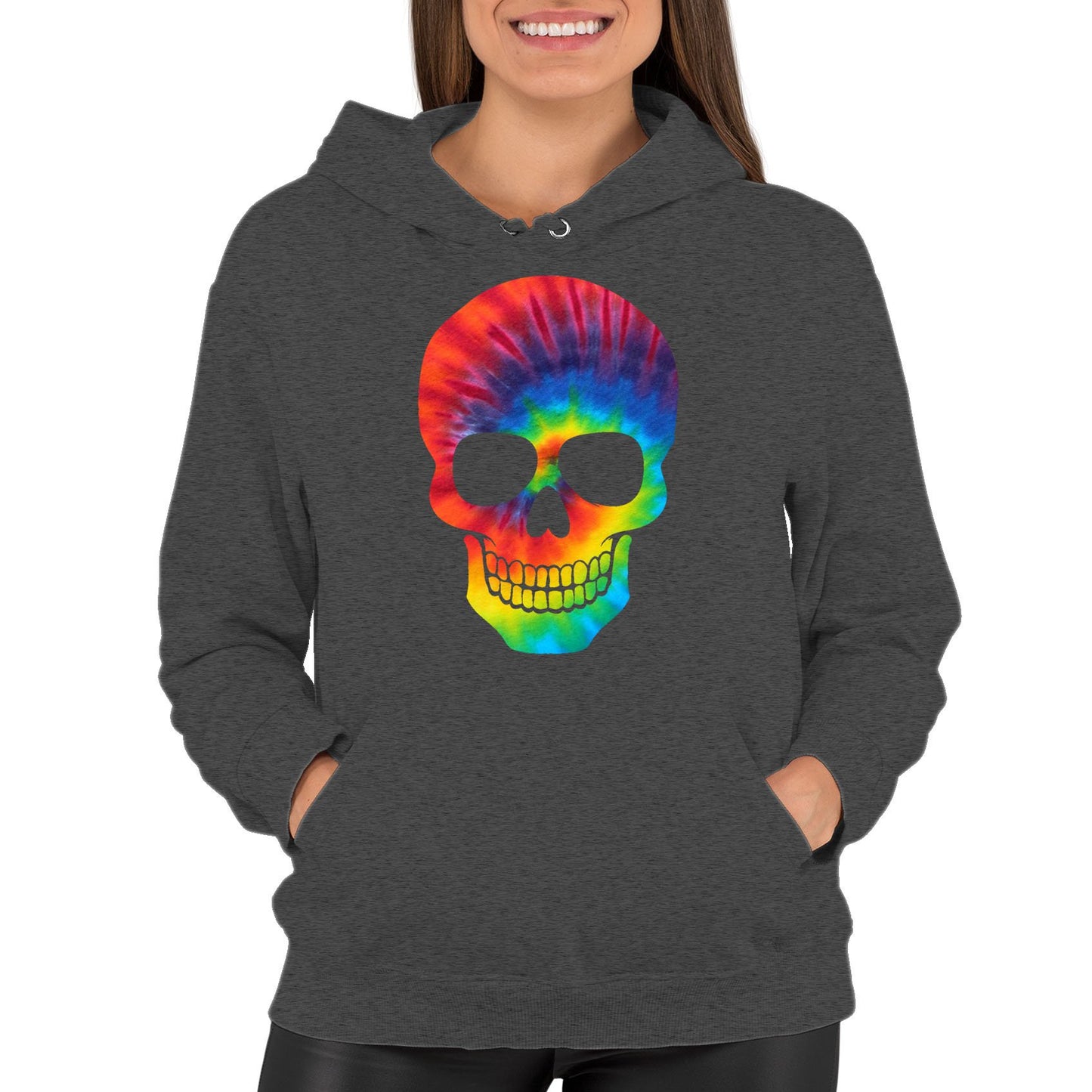 Tie Dye Skull Womens Pullover Hoodie