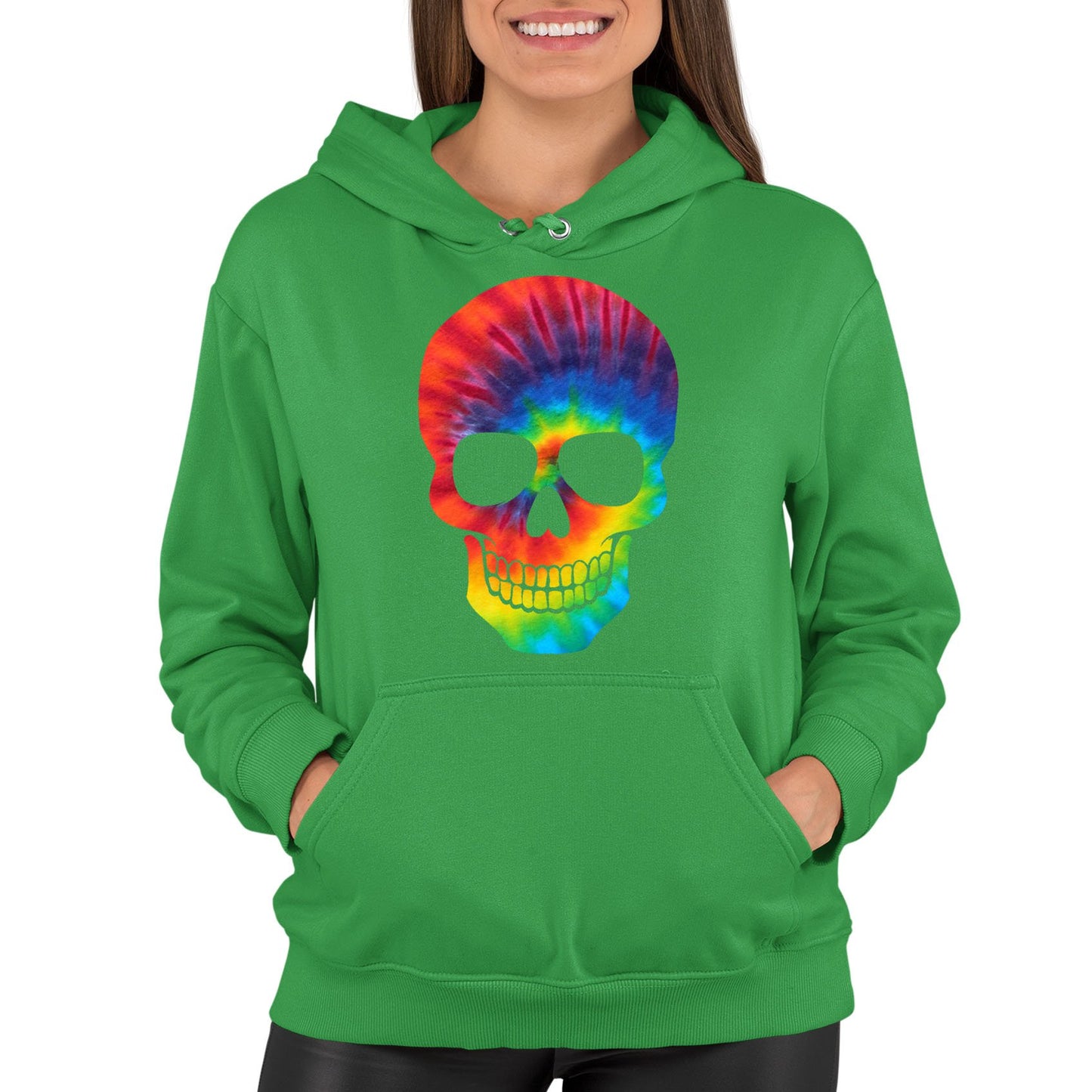 Tie Dye Skull Womens Pullover Hoodie