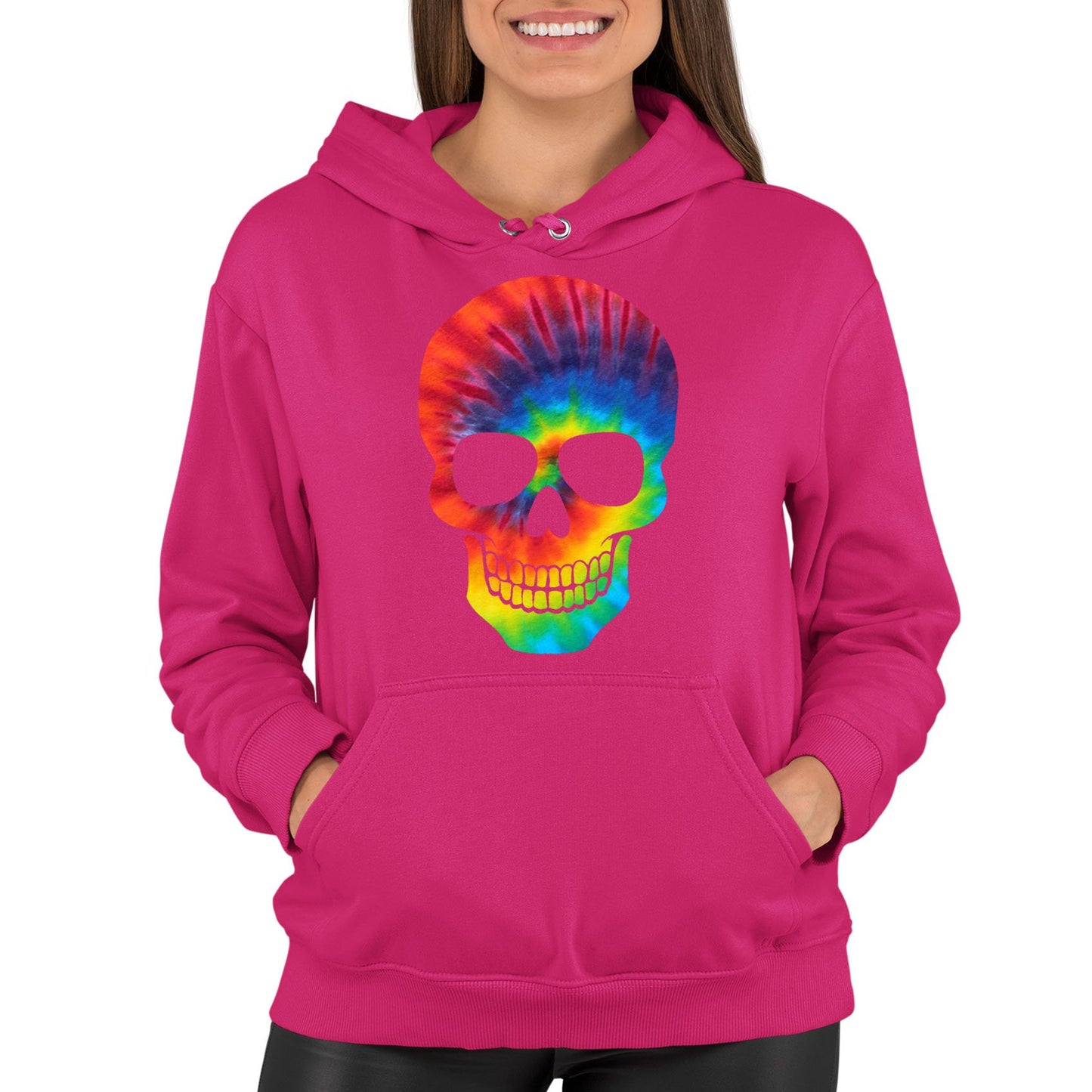 Tie Dye Skull Womens Pullover Hoodie