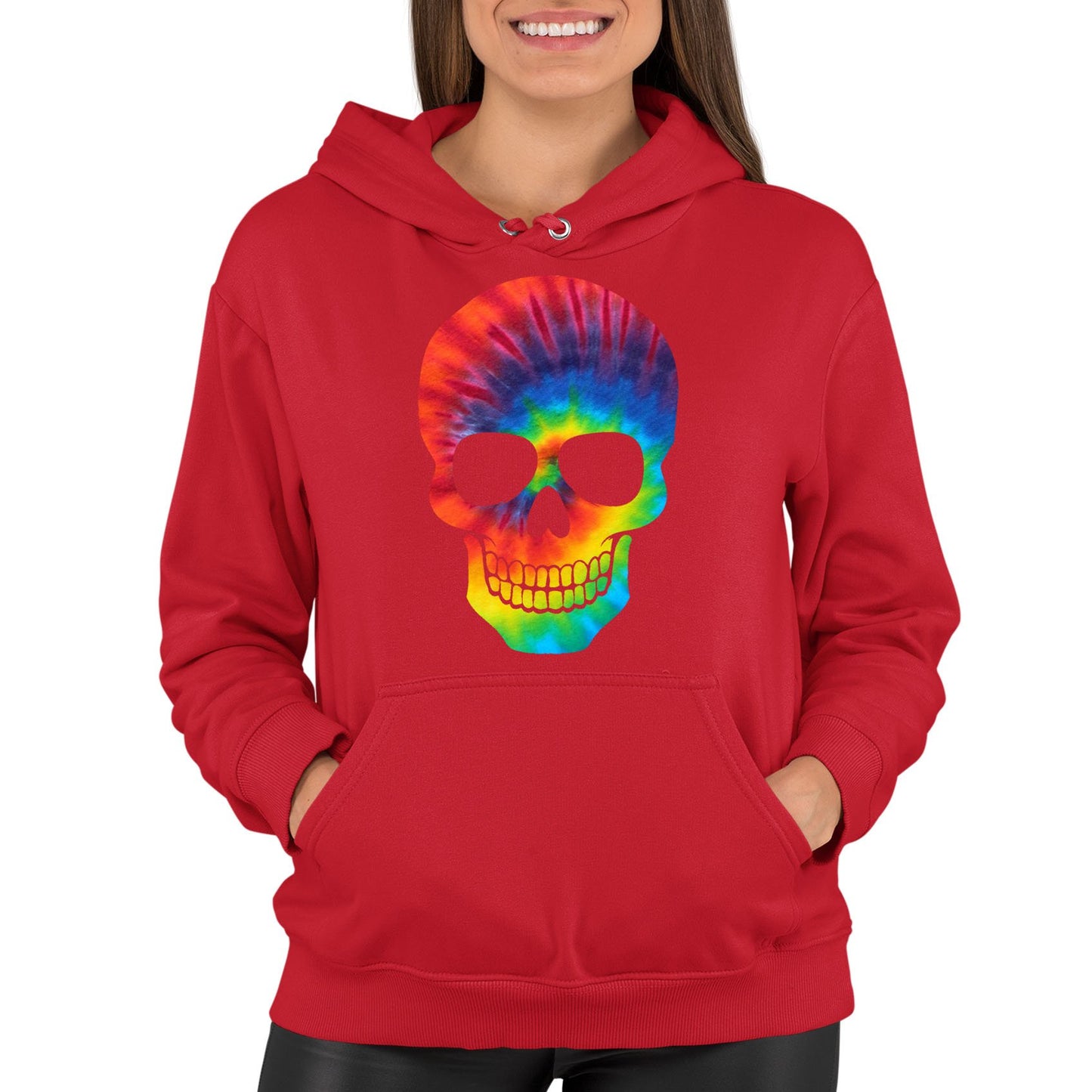 Tie Dye Skull Womens Pullover Hoodie