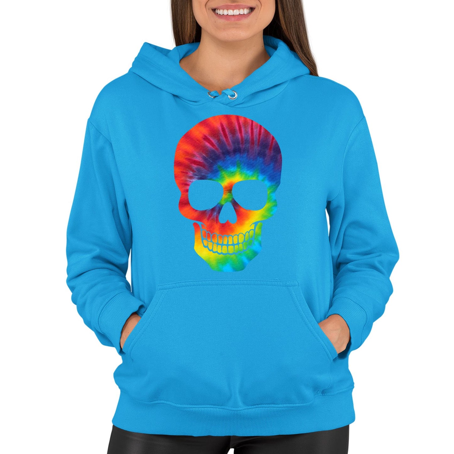 Tie Dye Skull Womens Pullover Hoodie