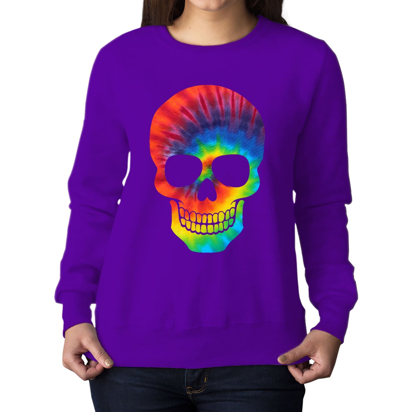 Tie Dye Skull Womens Sweatshirt