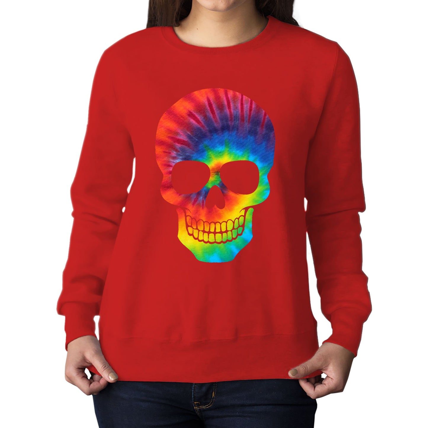 Tie Dye Skull Womens Sweatshirt