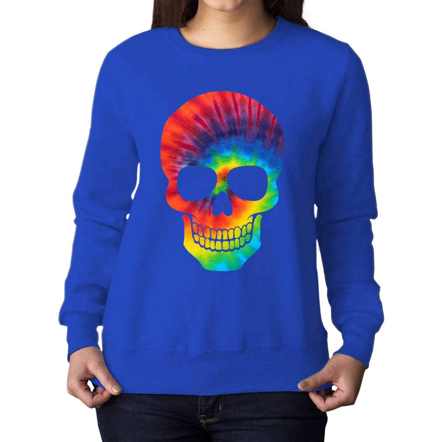 Tie Dye Skull Womens Sweatshirt