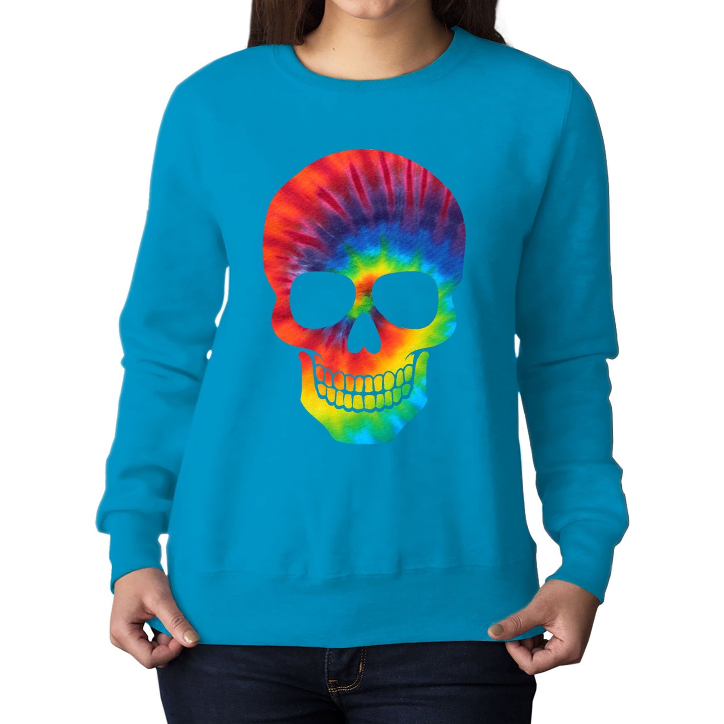 Tie Dye Skull Womens Sweatshirt