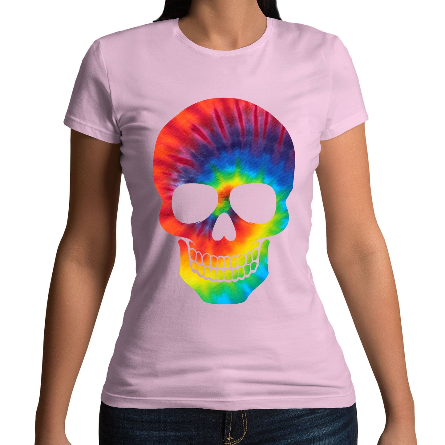 Tie Dye Skull Womens T-shirt