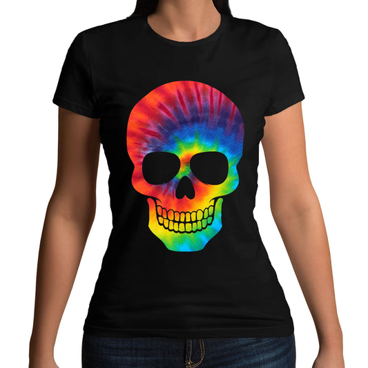 Tie Dye Skull Womens T-shirt