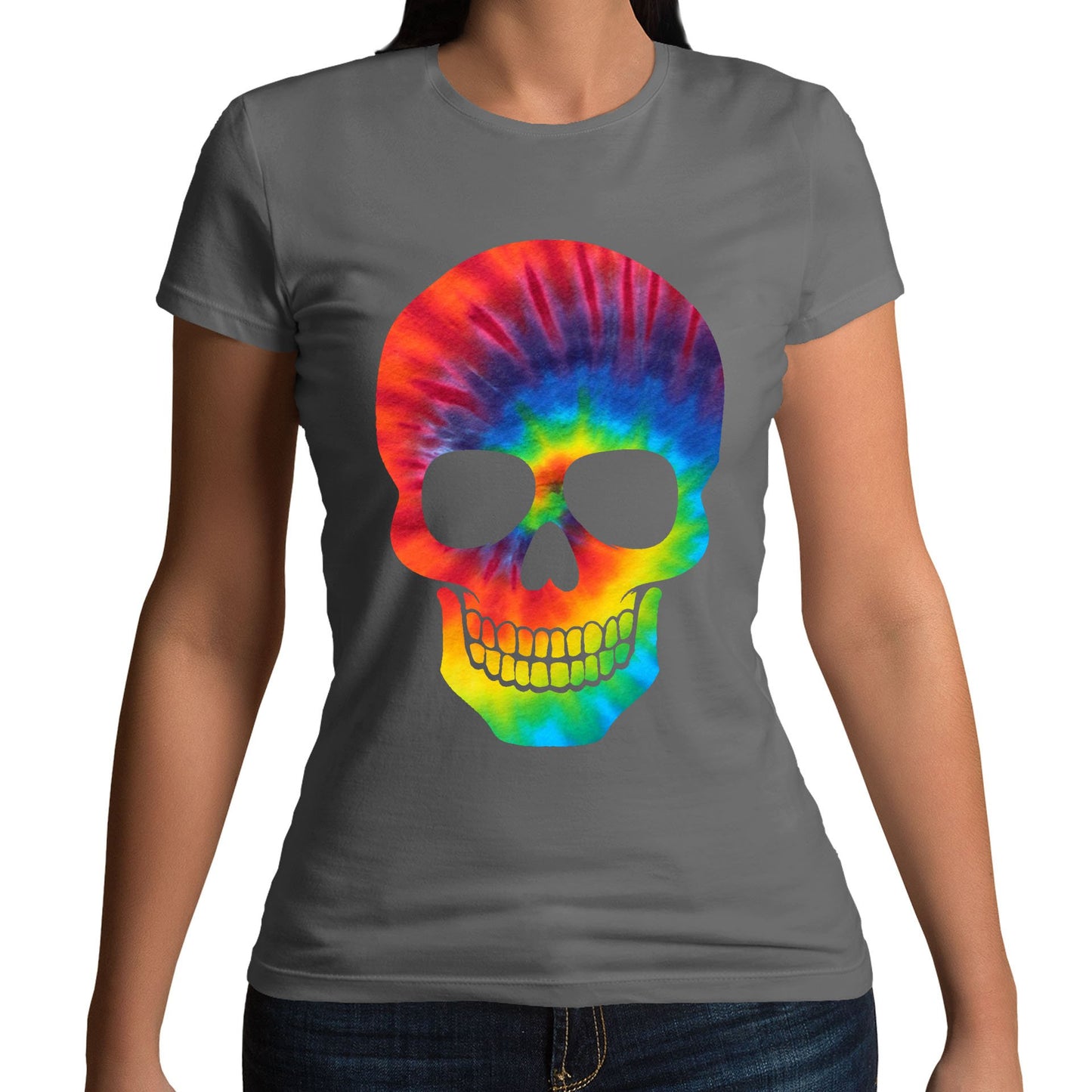 Tie Dye Skull Womens T-shirt