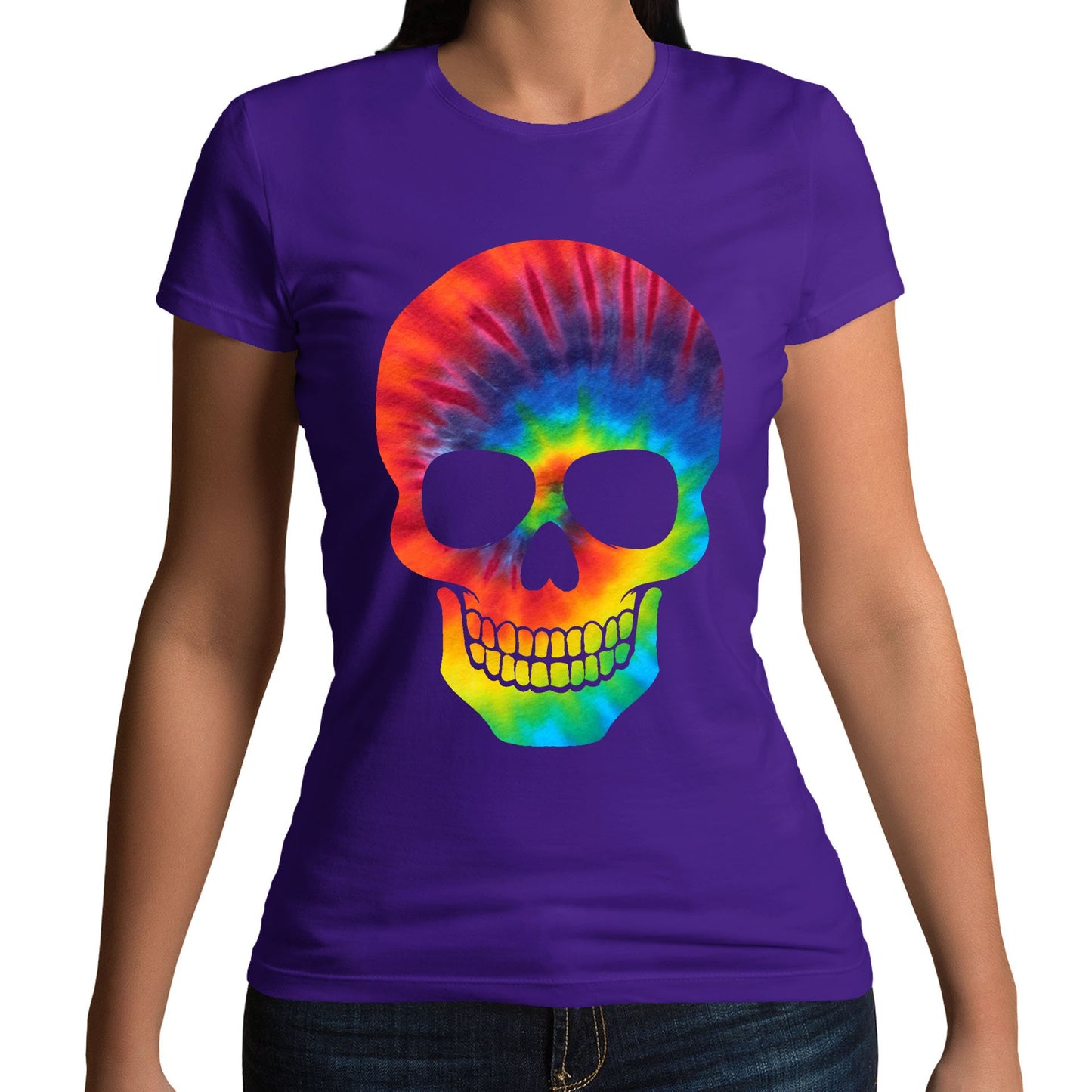 Tie Dye Skull Womens T-shirt