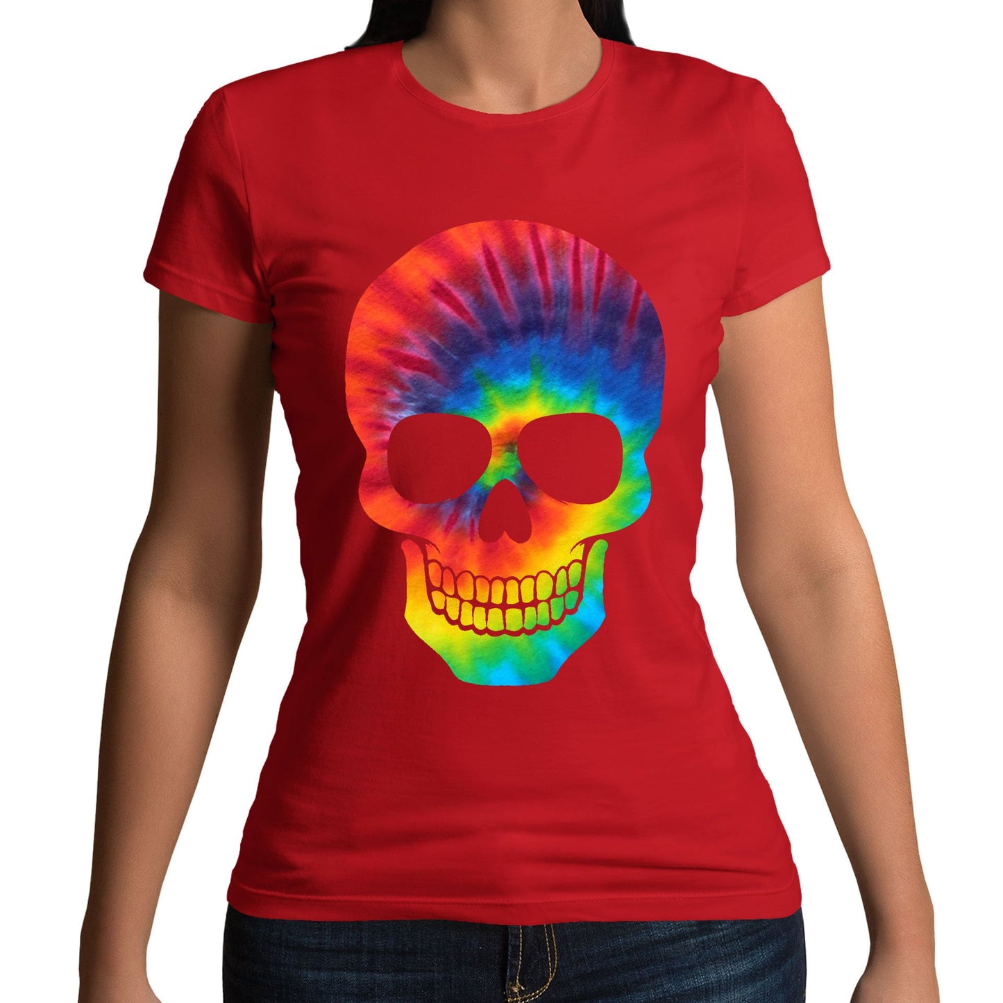 Tie Dye Skull Womens T-shirt