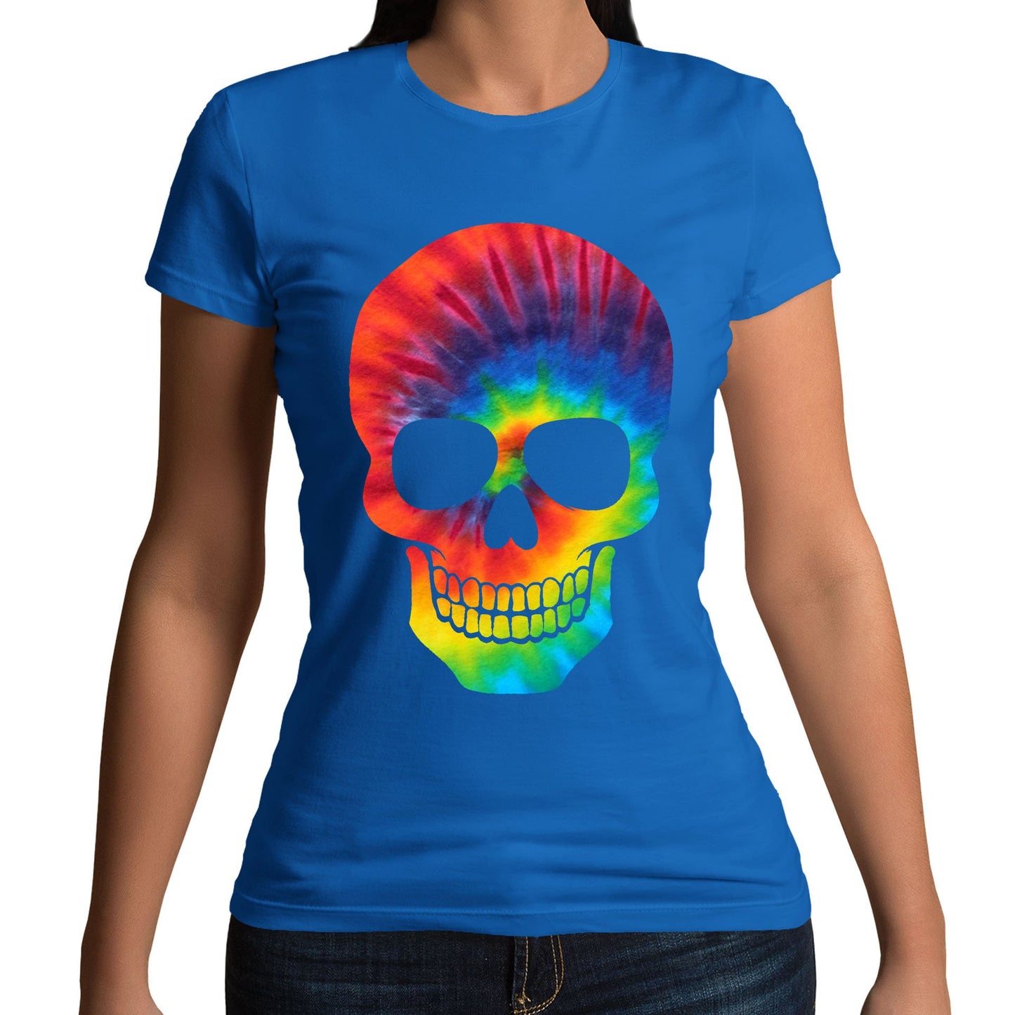 Tie Dye Skull Womens T-shirt