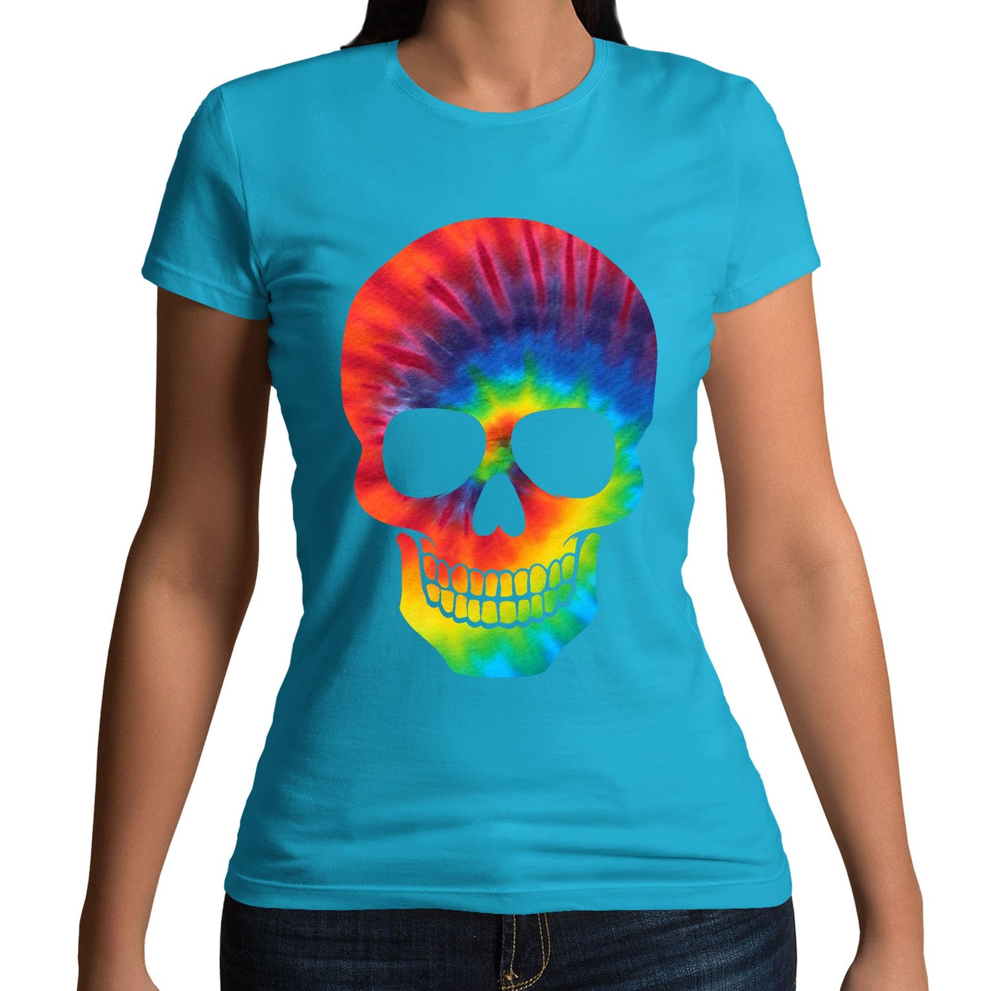 Tie Dye Skull Womens T-shirt