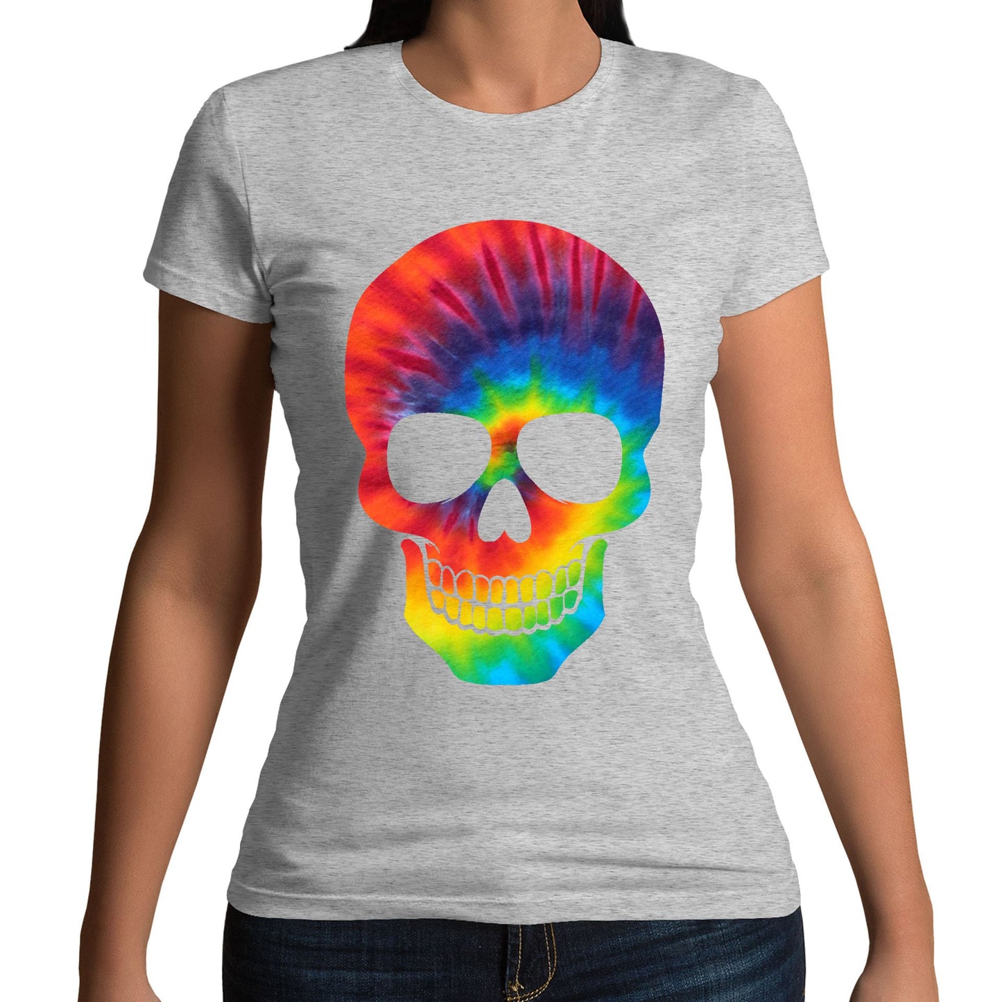 Tie Dye Skull Womens T-shirt