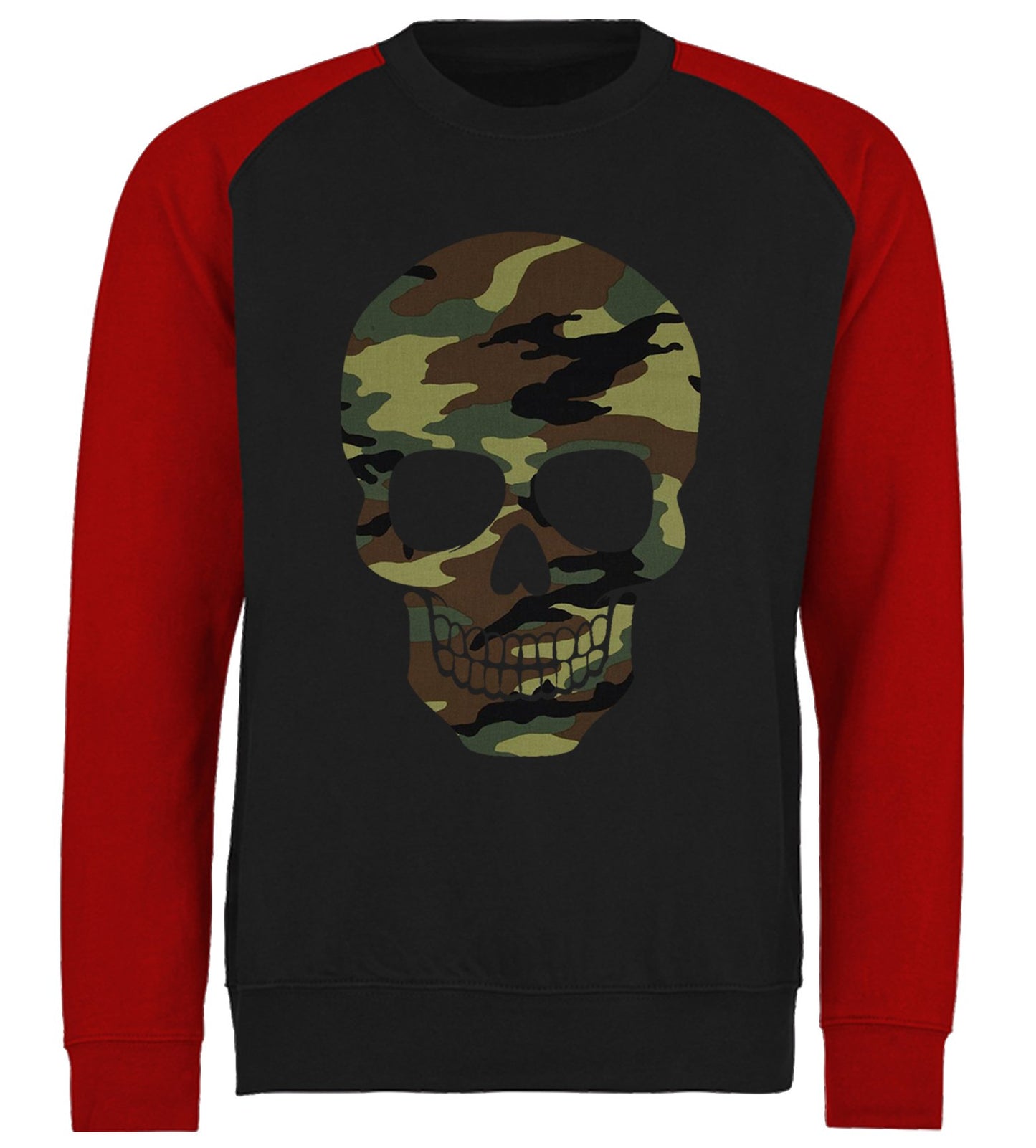 Forest Camo Skull Baseball Sweatshirt