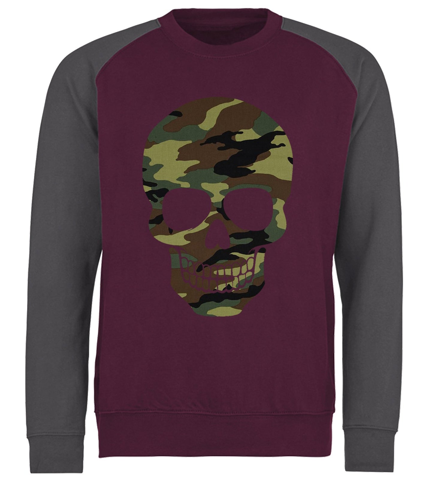 Forest Camo Skull Baseball Sweatshirt