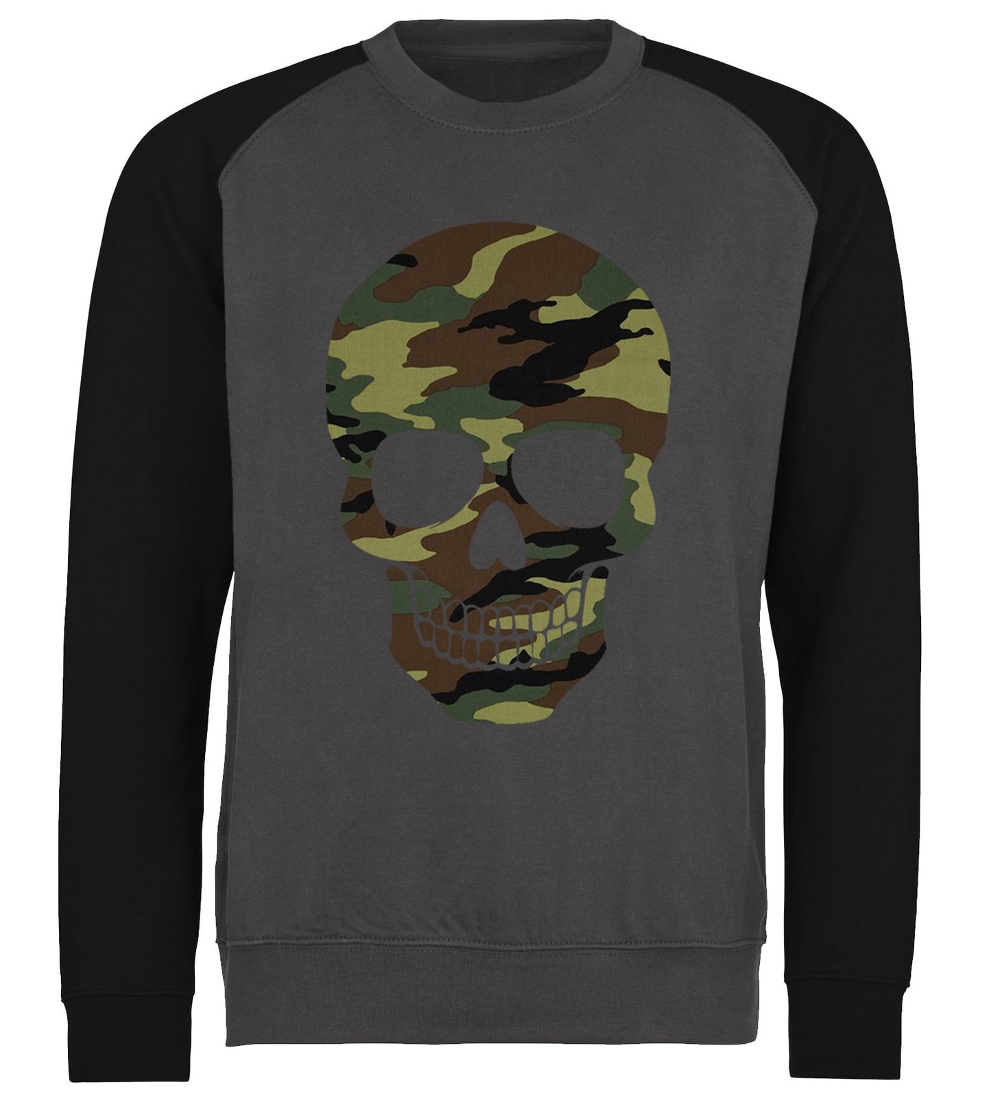 Forest Camo Skull Baseball Sweatshirt