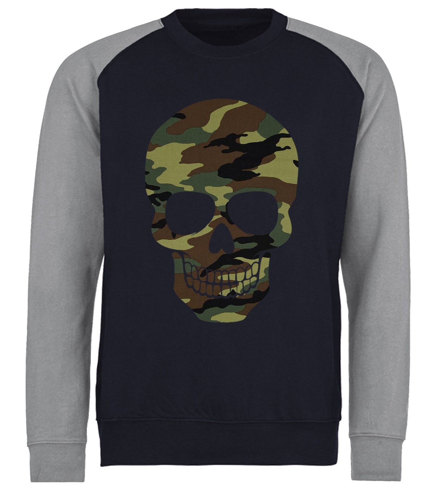 Forest Camo Skull Baseball Sweatshirt