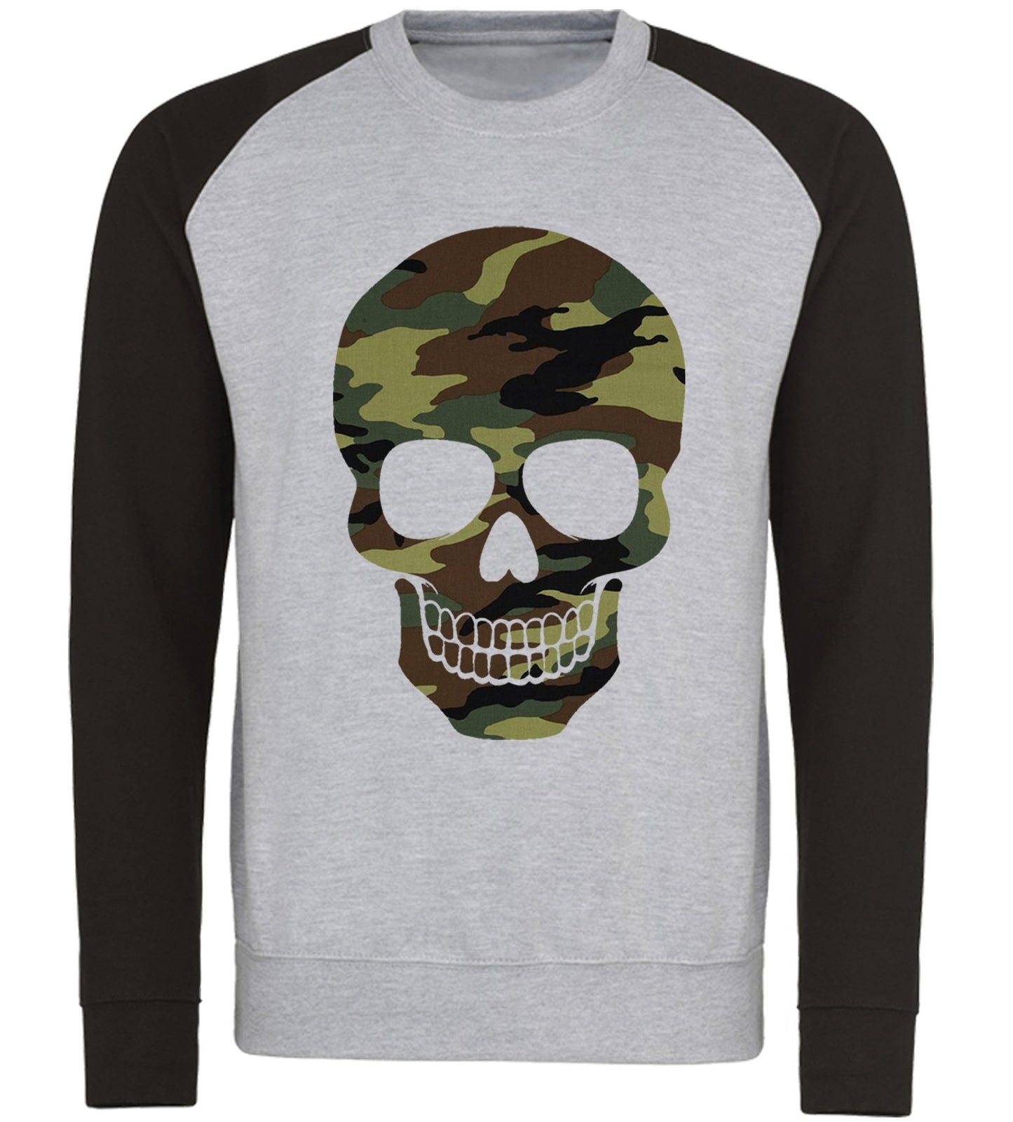 Forest Camo Skull Baseball Sweatshirt