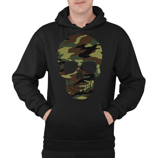 Forest Camo Skull Mens Pullover Hoodie